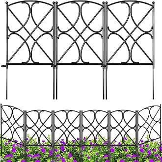 10 Panels 24in(H)×10ft(L) Decorative Garden Fences and Borders for Dogs Rustproof Metal No Dig Fence Panels Garden Edging Border for Animal Barrier Flower Beds Yard Patio