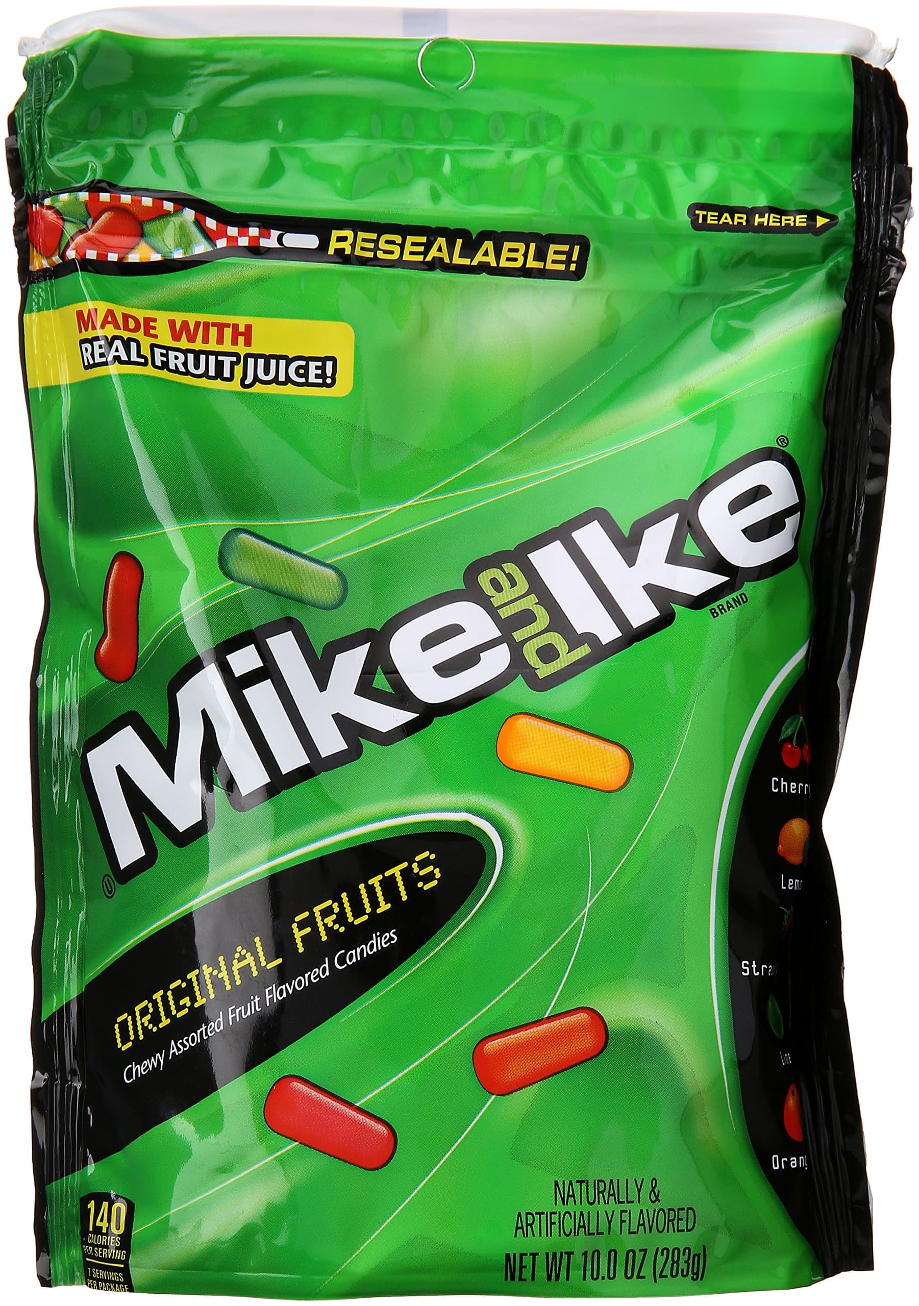 Mike & Ike Assorted Fruit Original Chew Candies, 10 oz (283g)