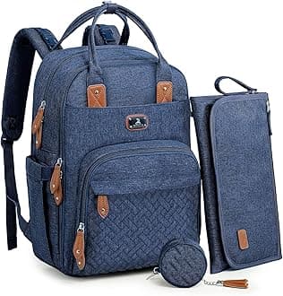 Diaper Bag Backpack with Portable Changing Pad, Pacifier Case and Stroller Straps, Large Unisex Baby Bags for Boys Girls, Multipurpose Travel Back Pack Moms Dads, Peacock blue