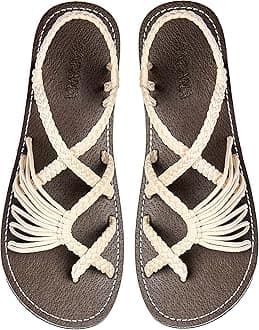Capana Woven Women's Flat Sandals - Strappy Braided Sandals, Beach Sandals for Women Dressy Summer, Rope Bohemian Sandals, Spring Casual Womens Shoes, Comfy Boho Flats for Teen Girls – Banyan