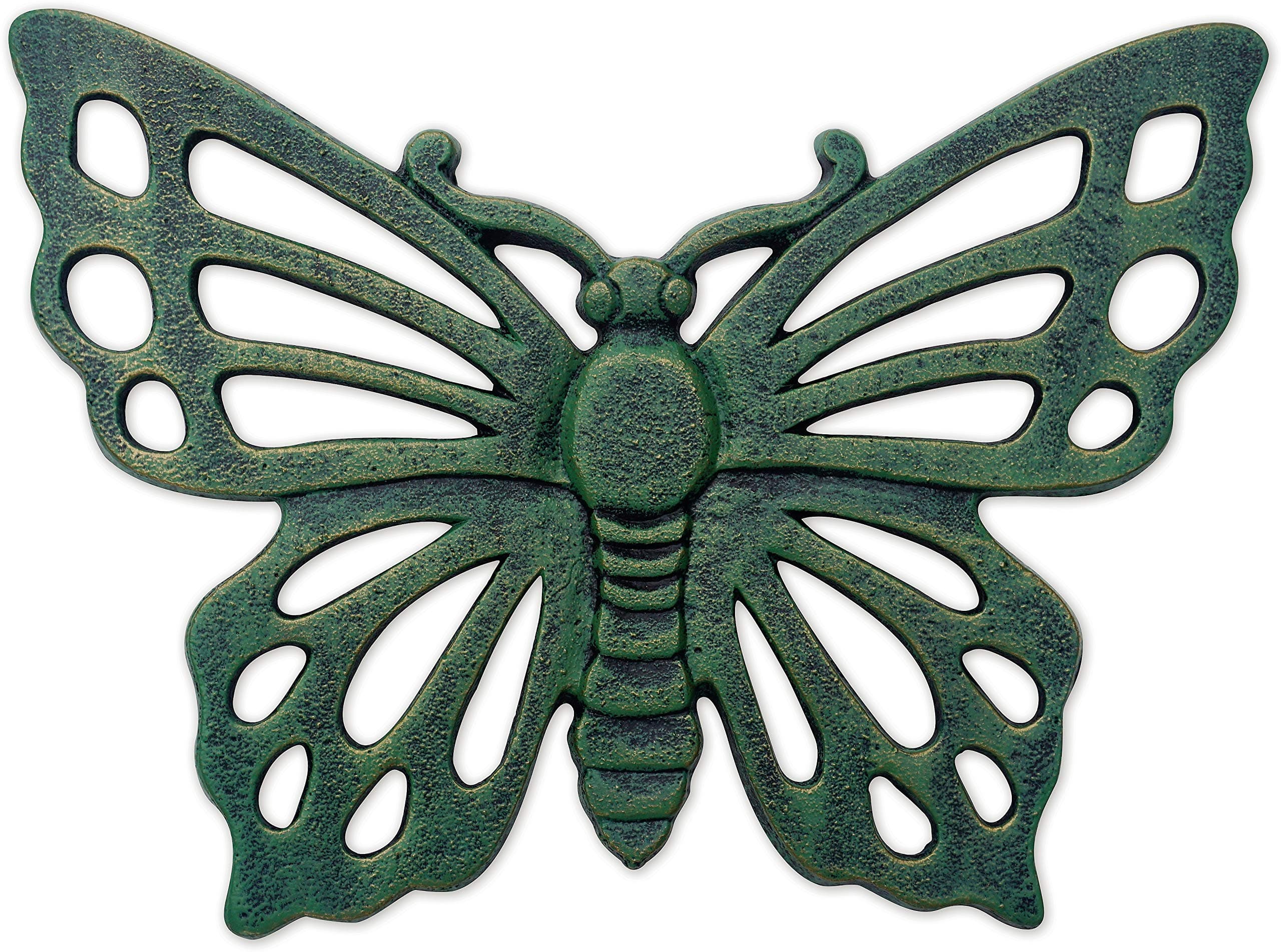 Sunset Vista Designs Garden Path Cast Iron Stepping Stone, 14.5" x 10.5", Butterfly - Verdigris