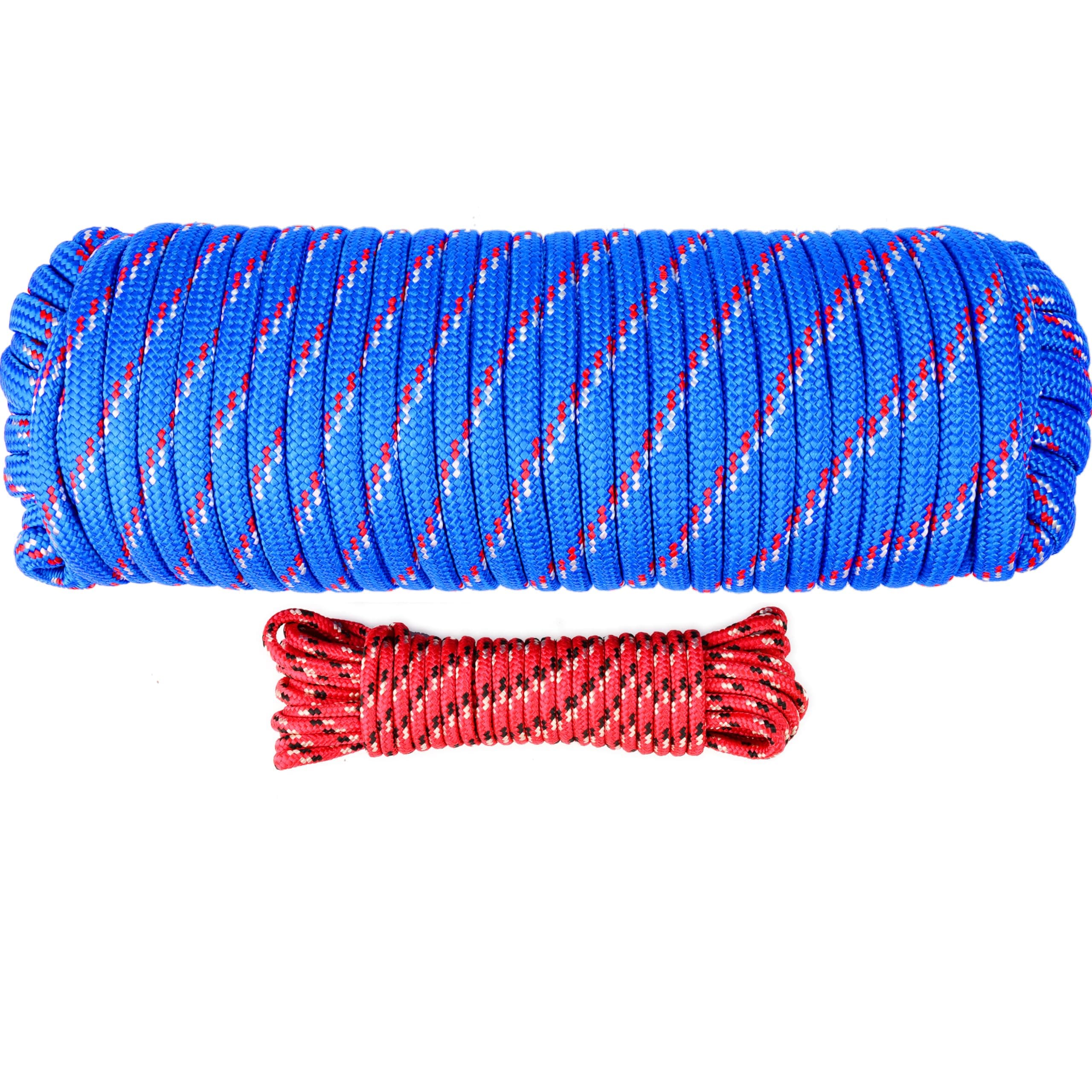 - Wellmax Diamond Braid Nylon Rope, 1/2in X 100FT with Bonus 1/4in x25FT Cord UV Resistant, High Strength and Weather Resistant