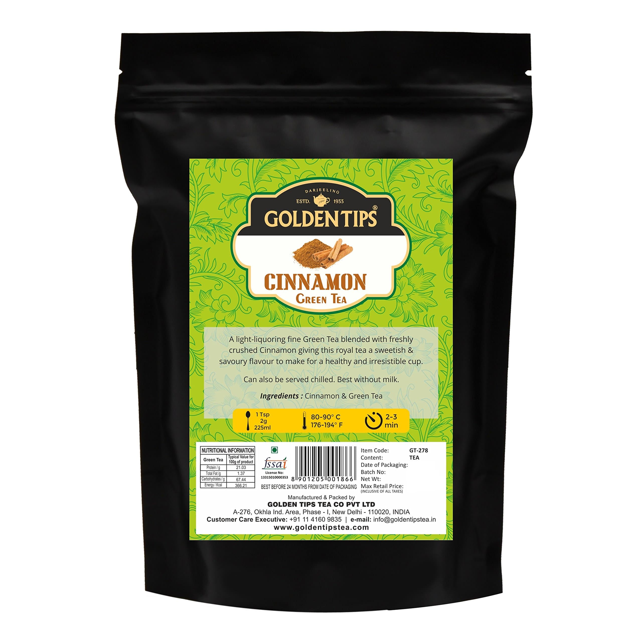 Green Tea with Cinnamon,Detox & Immunity Boost, Antioxidant-Rich, Metabolism Support & Digestion Aid (100 Gram, 50 Cups)