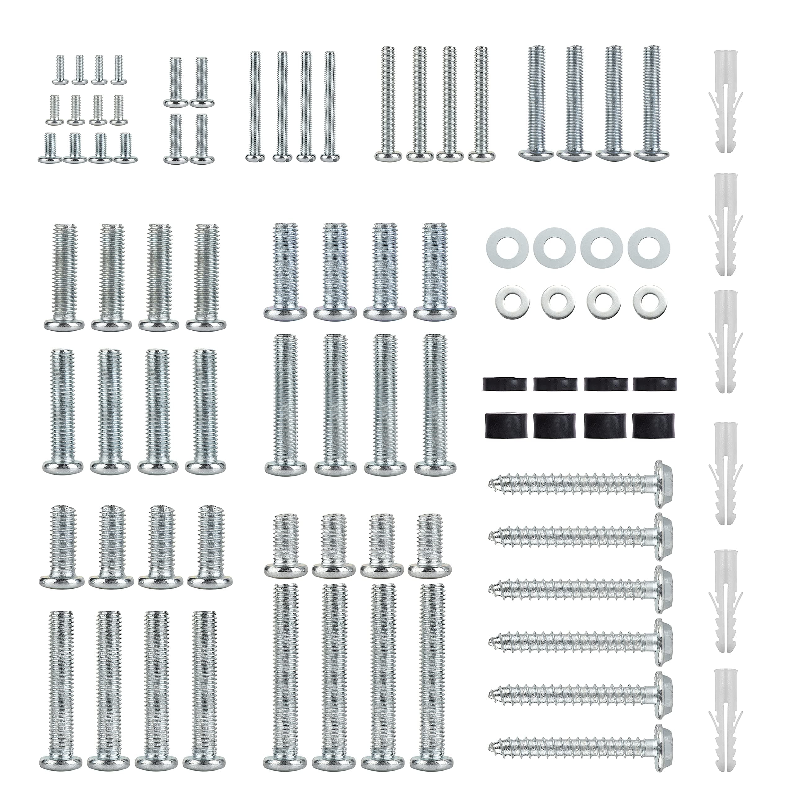 Universal Mounting Hardware Kit: Fits Most TVs Up to 80 Inch - Includes M4, M5, M6, M8 Screws, Washers & Spacers - Works with Any TV Wall Bracket Monitor & Stand | 88 Piece Silver Pack