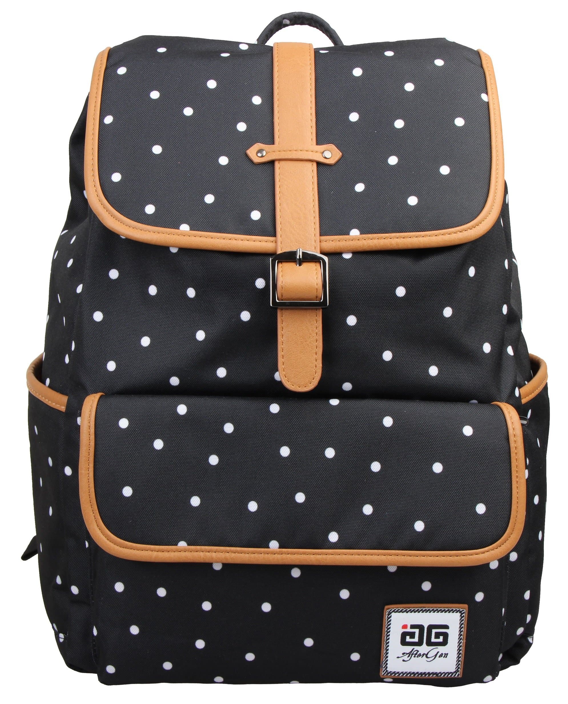 Susan Backpack – Black / Polka Dot Back to School Laptop Lightweight