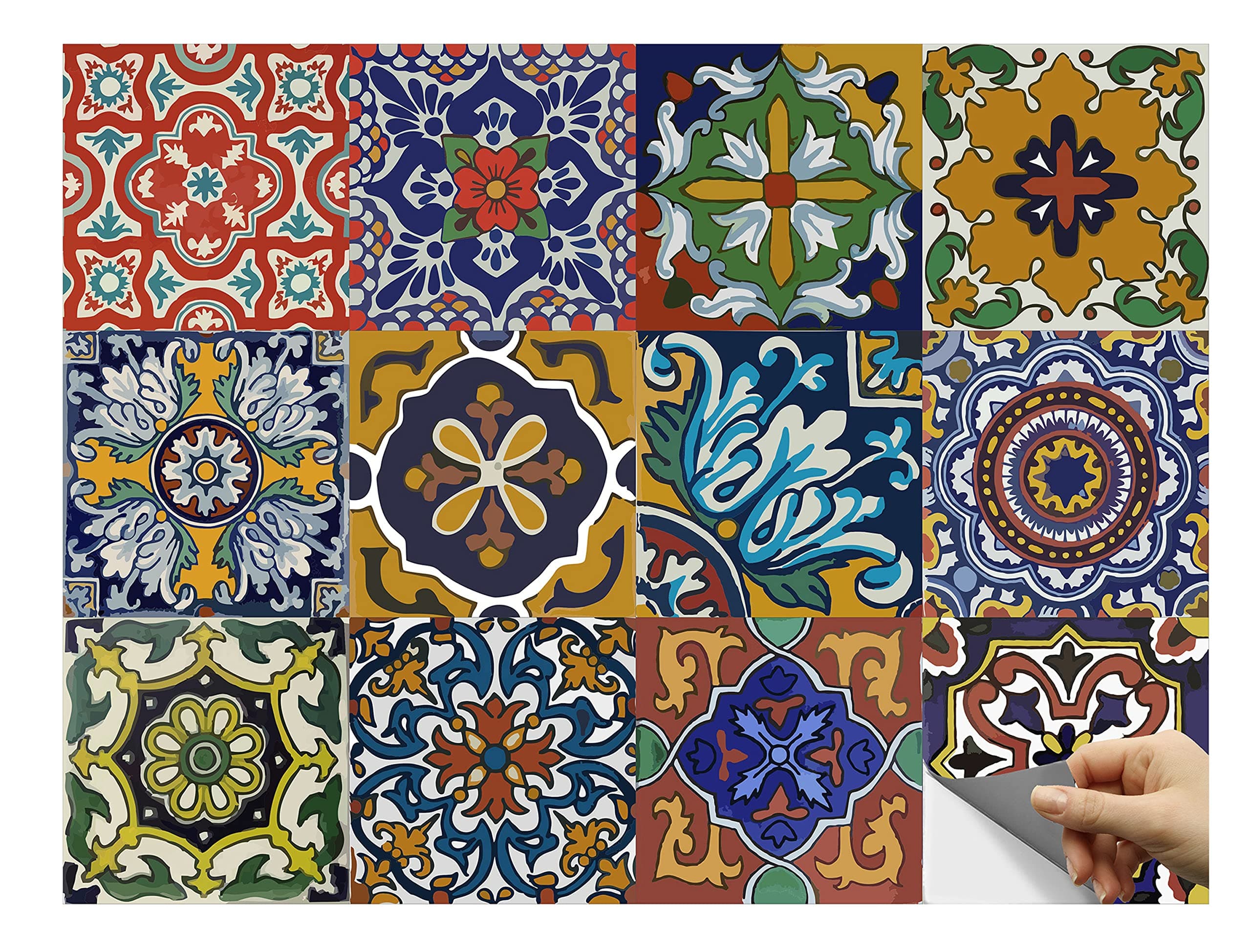 Bleucoin Tabasco Peel and Stick Tile Stickers for Kitchen backsplash Bathroom Floor Tile Water-Resistant Removable Oil Proof Decals, DIY Murals, 12pcs 6"x6"