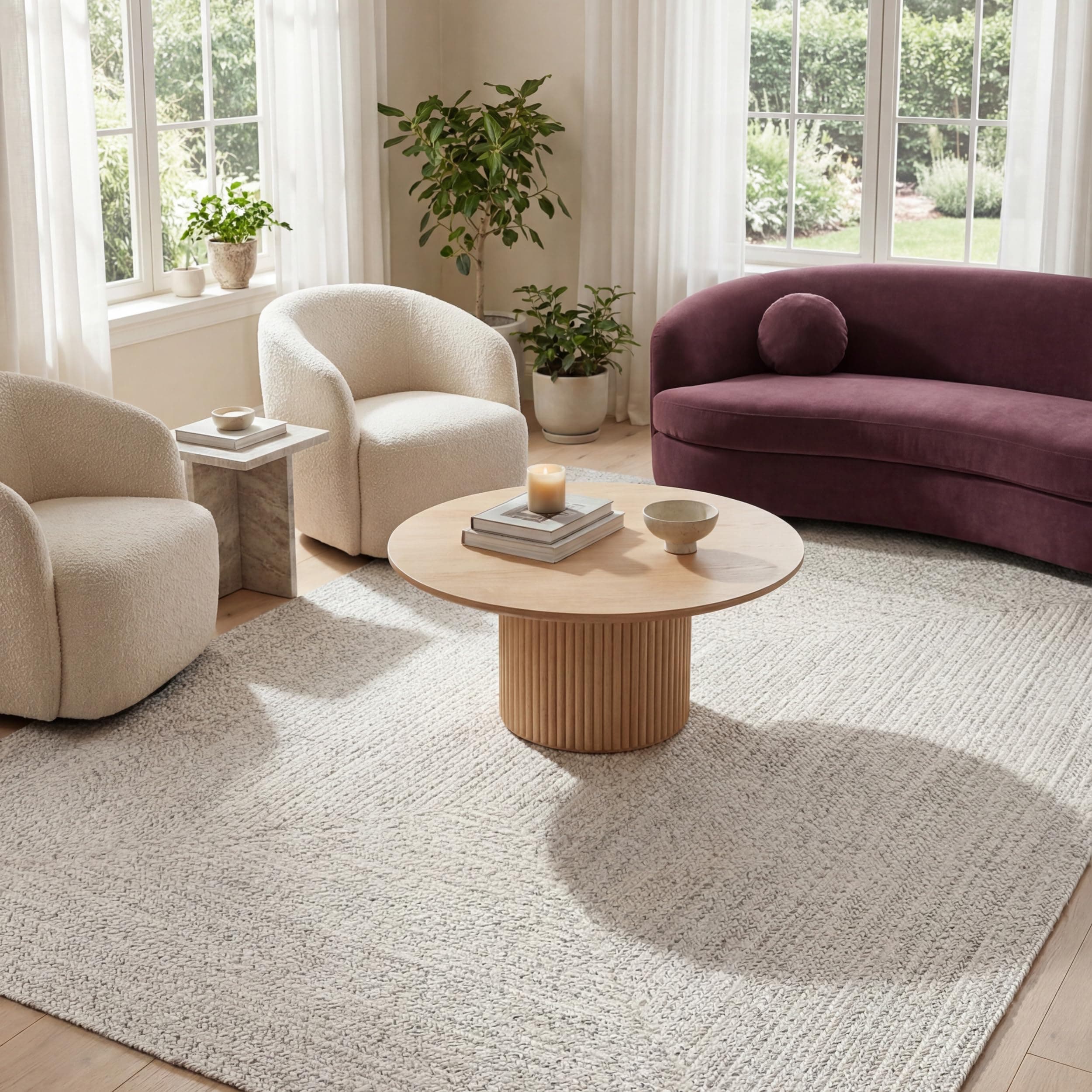 2' x 3' Solid Hand Braided Indoor/Outdoor Area Rug, Pet-Friendly, High Traffic, Weather Resistant, for Patio, Balcony, Bedroom, Living Room, Dining Room, Wynn Ivory