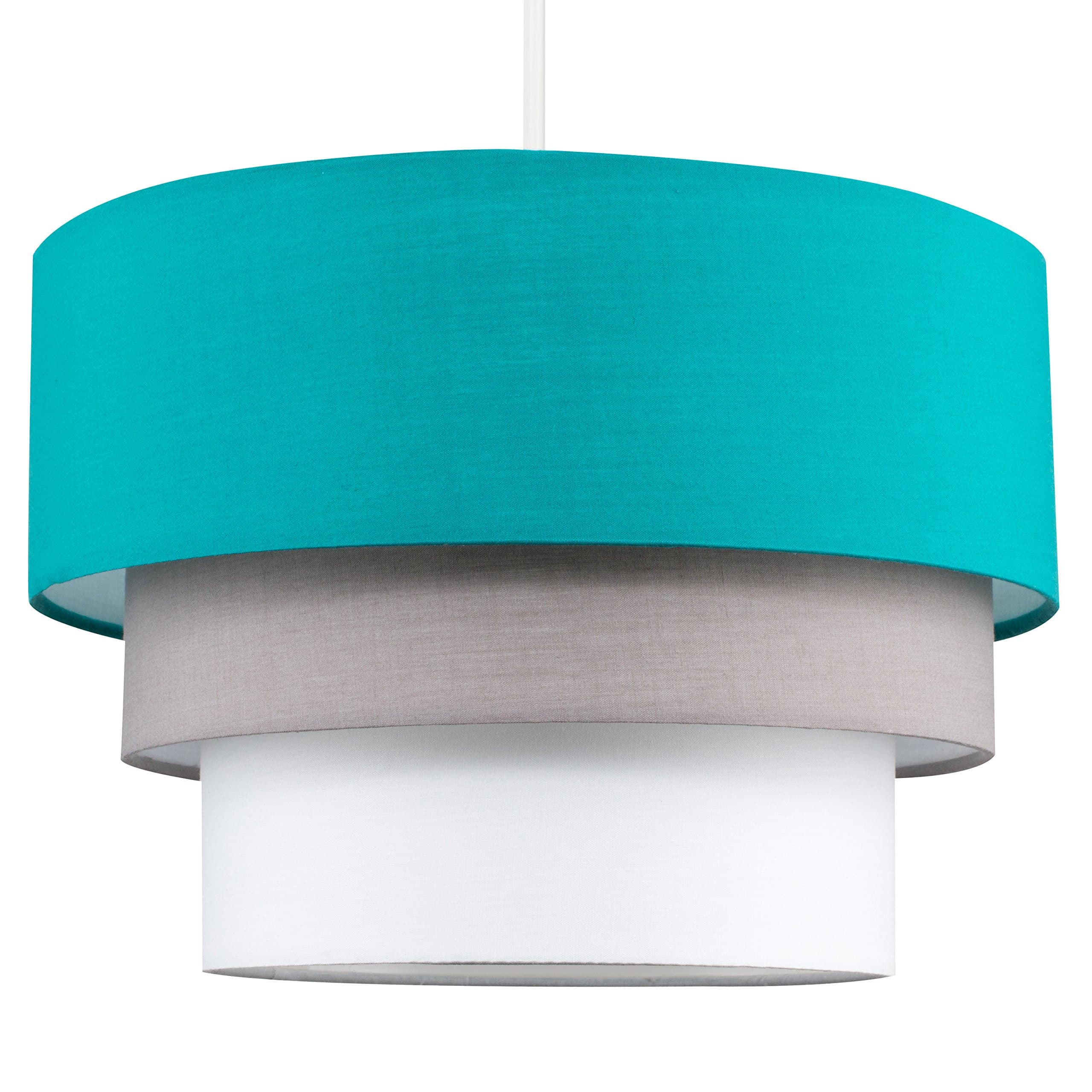 MiniSun | Round Modern 3 Tier Fabric Ceiling Pendant Light Shade in Teal | Pendant Lights, Home Décor & Improvement Essential | 30cm Shade Width