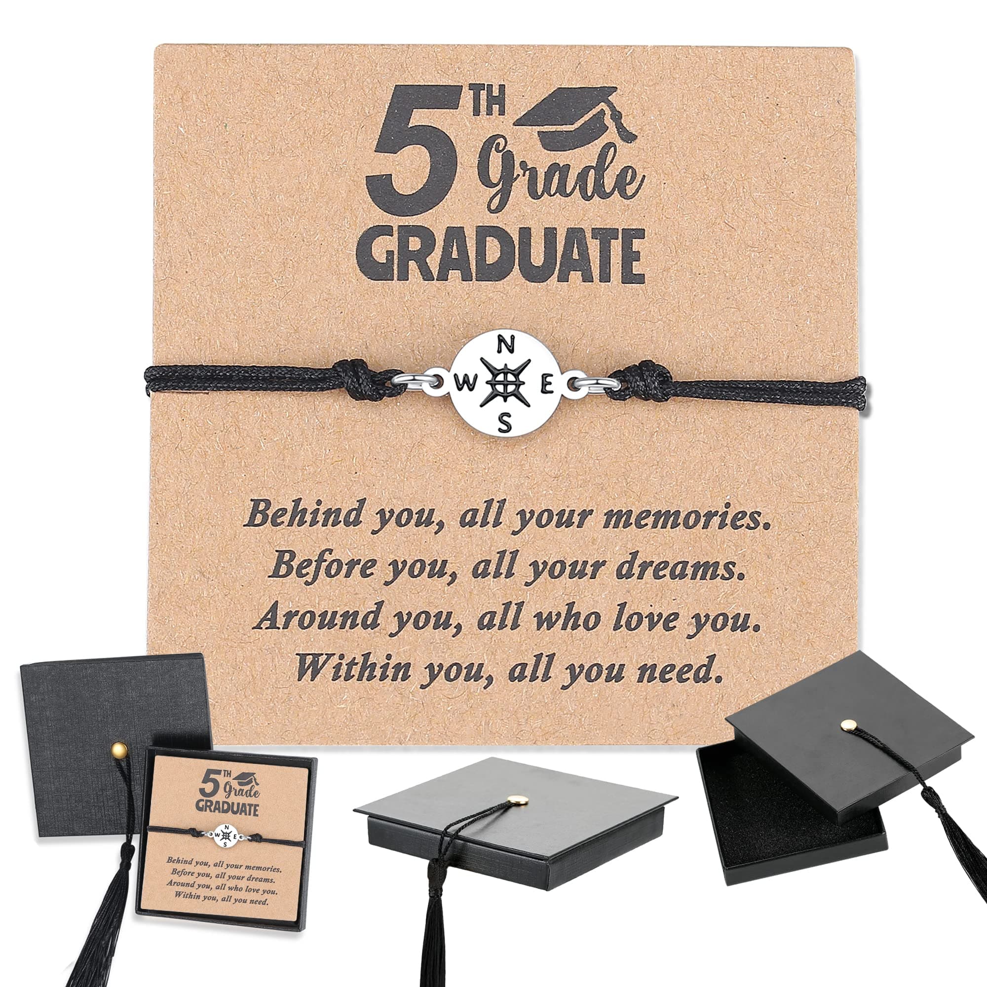 SAM & LORI Unique Grad Cap Box 2026 Graduation Gifts for Her/Him - Adjustable Unisex Bracelet for Primary/Middle School/High School/College Grads