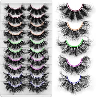 Mink Lashes D Curl Lashes Strips Fluffy False Eyelashes Full Volume Messy Fake Lashes 10 Pairs 5 Styles Mink Lash Pack