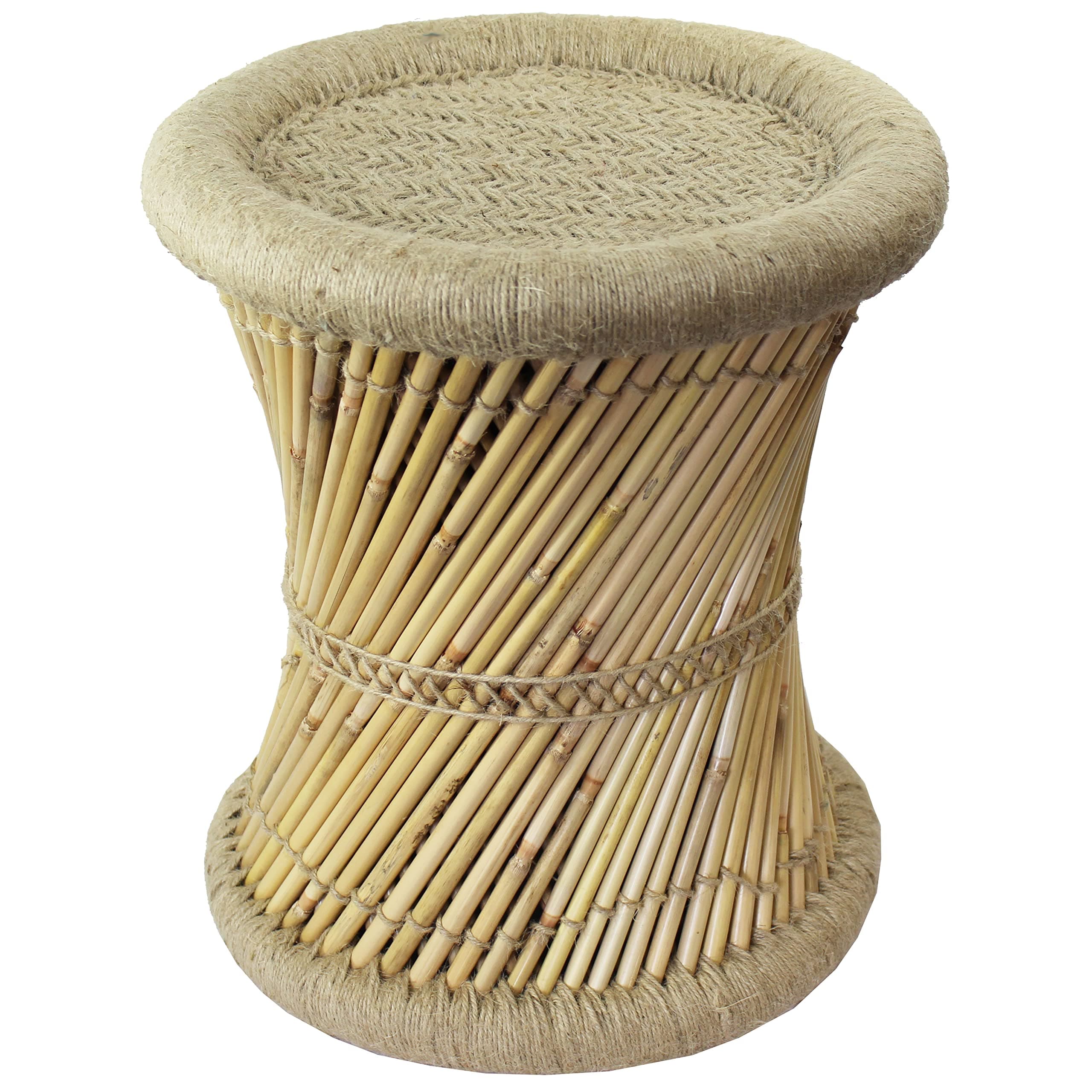 Natural Geo Moray Decorative Handwoven Jute Accent Stool (Set of 2) Beige