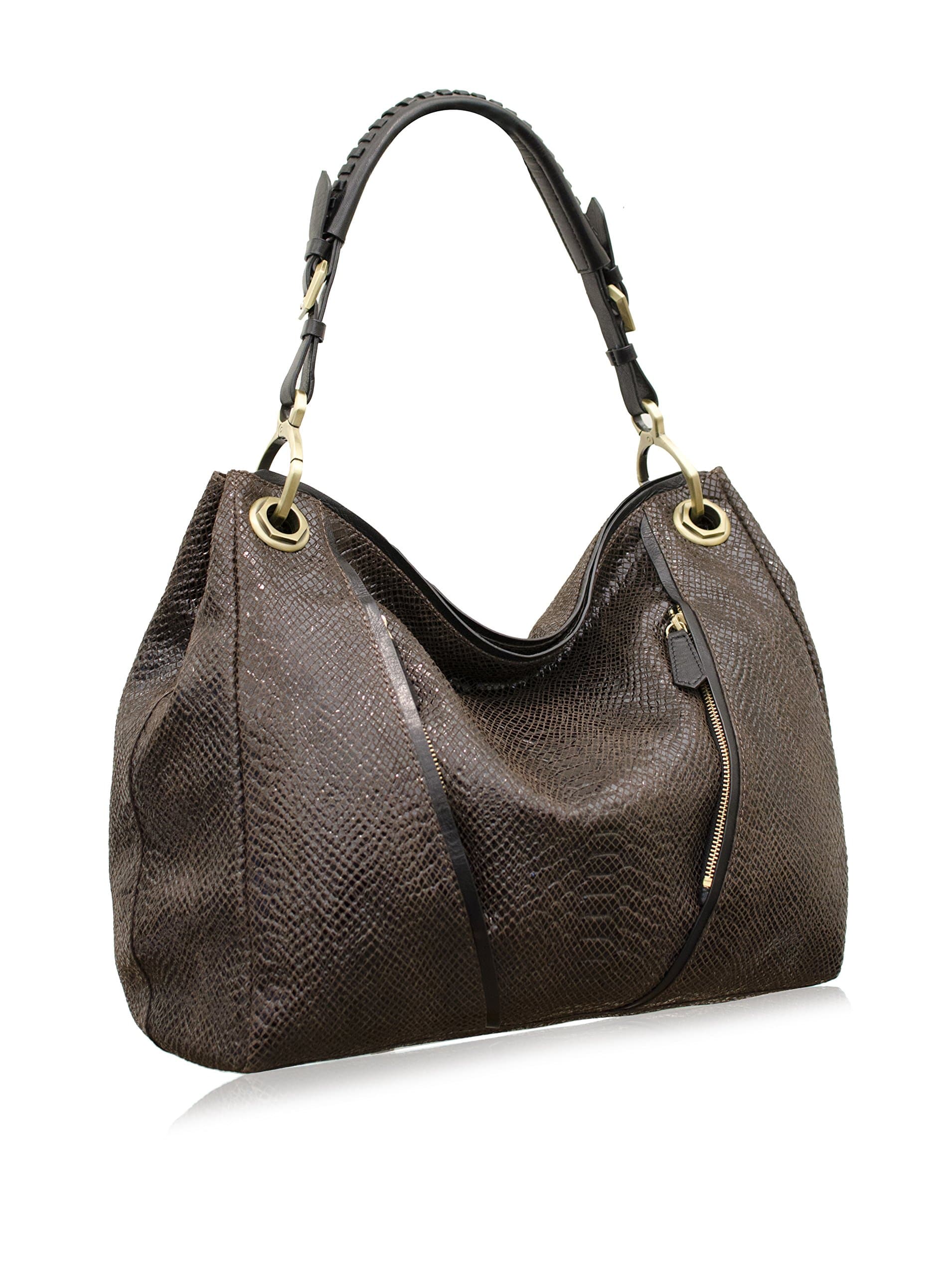 orYANY Bette Anaconda Leather Pleated Shoulder Bag