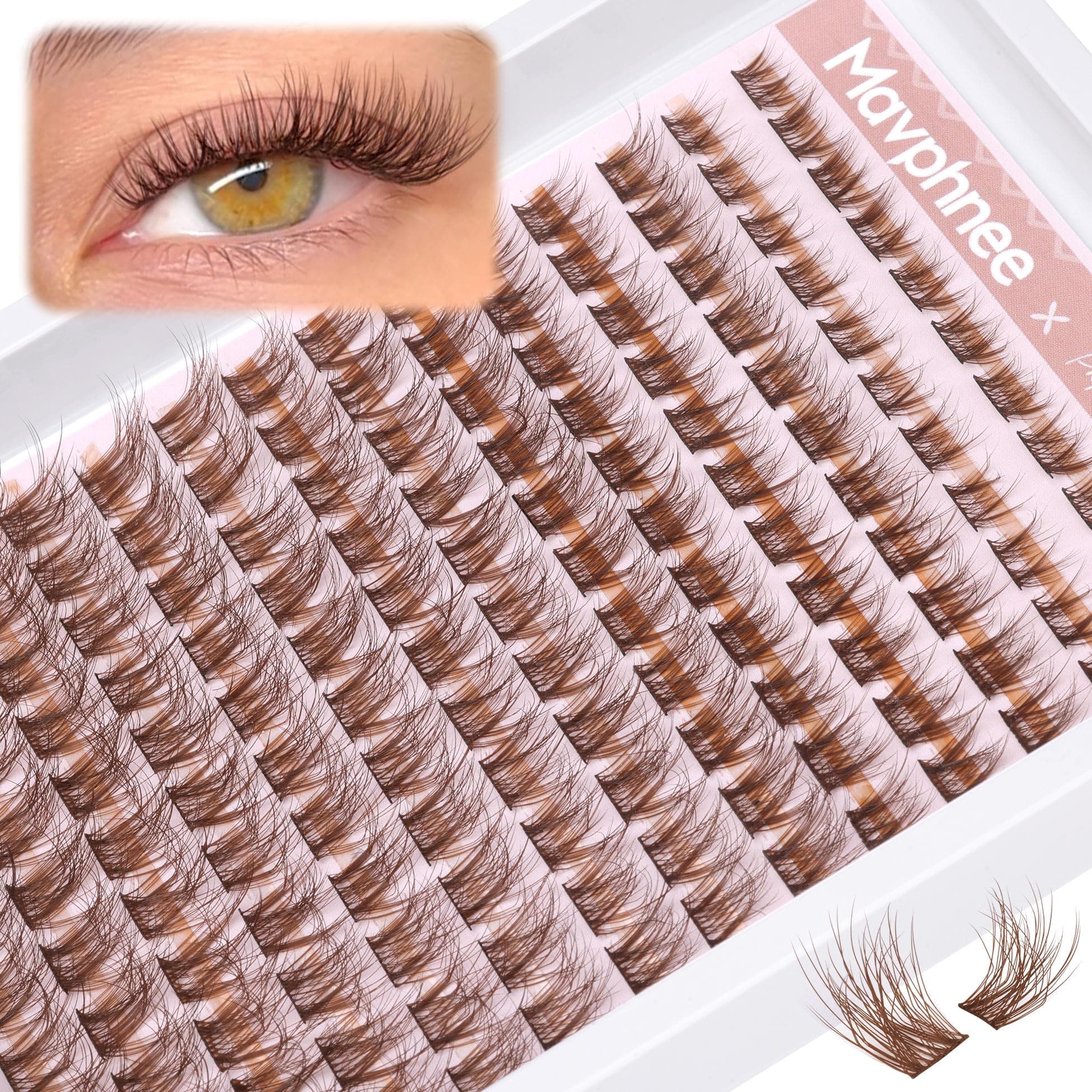 Brown Lash Clusters Natural Extensions Wispy Eyelash 154 Pcs C-Curly Lashes For Everyday Wear Beginner Friendly Dark Cluster By Mavphnnee
