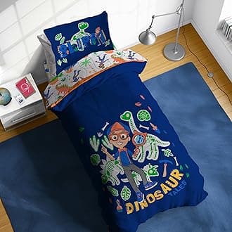 Kids Comforter Set Includes Sheets and Pillow Covers - Soft and Cozy Bed Set for Stylish Room Decor, Blue - Blippi, 5 Piece Twin Bedding