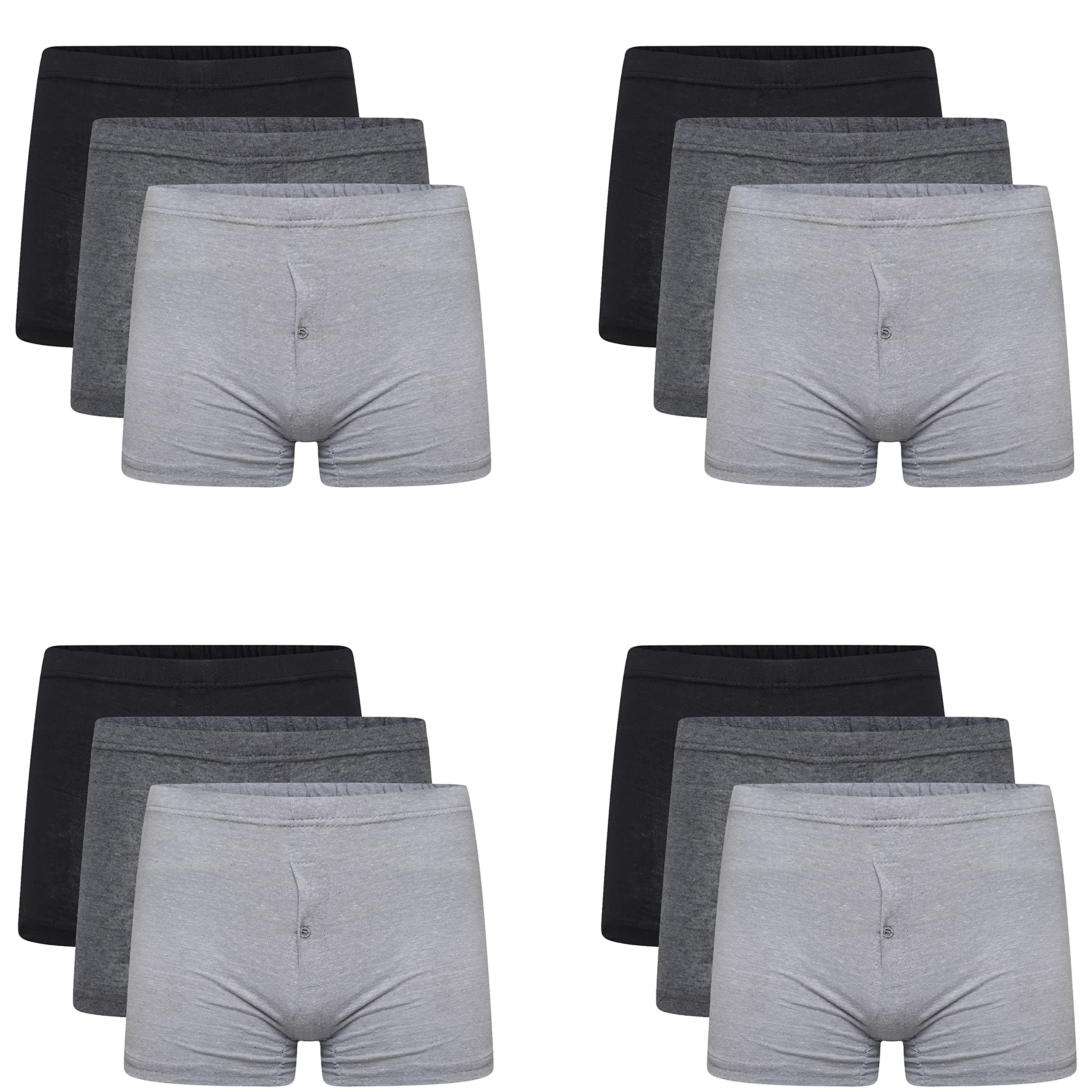 Sockstack12 Pairs Men's Plain Jersey Boxer Shorts Underwear Classic Cotton Rich Boxers
