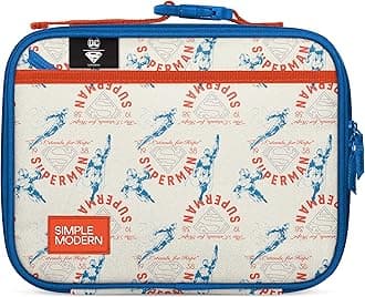 Simple Modern DC Comics Superman Kids Lunch Box for School | Reusable Insulated Lunch Bag for Toddler, Girl, and Boy | Exterior & Interior Pockets | Hadley Collection | Superman Stand for Hope