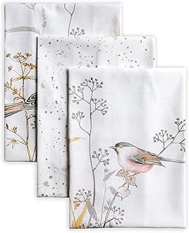 Maison d' Hermine Kitchen Towels Set of 3 100% Cotton 27.50" x 20" Reusable Cloth Dish Towels Absorbent with Hanging Loop for Kitchen Easter Decorations Spring/Summer (Meadow Florals - Beige)