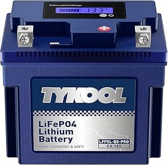 TYKOOL YTX5L-BS High Performance lithium LiFePO4 Motorcycle Battery,12.8V 3Ah,180CCA,Built in BMS,Powersports Battery,for ATV,4 wheeler,quad,dirt bike,Scooter,Lawn Mower,Generator