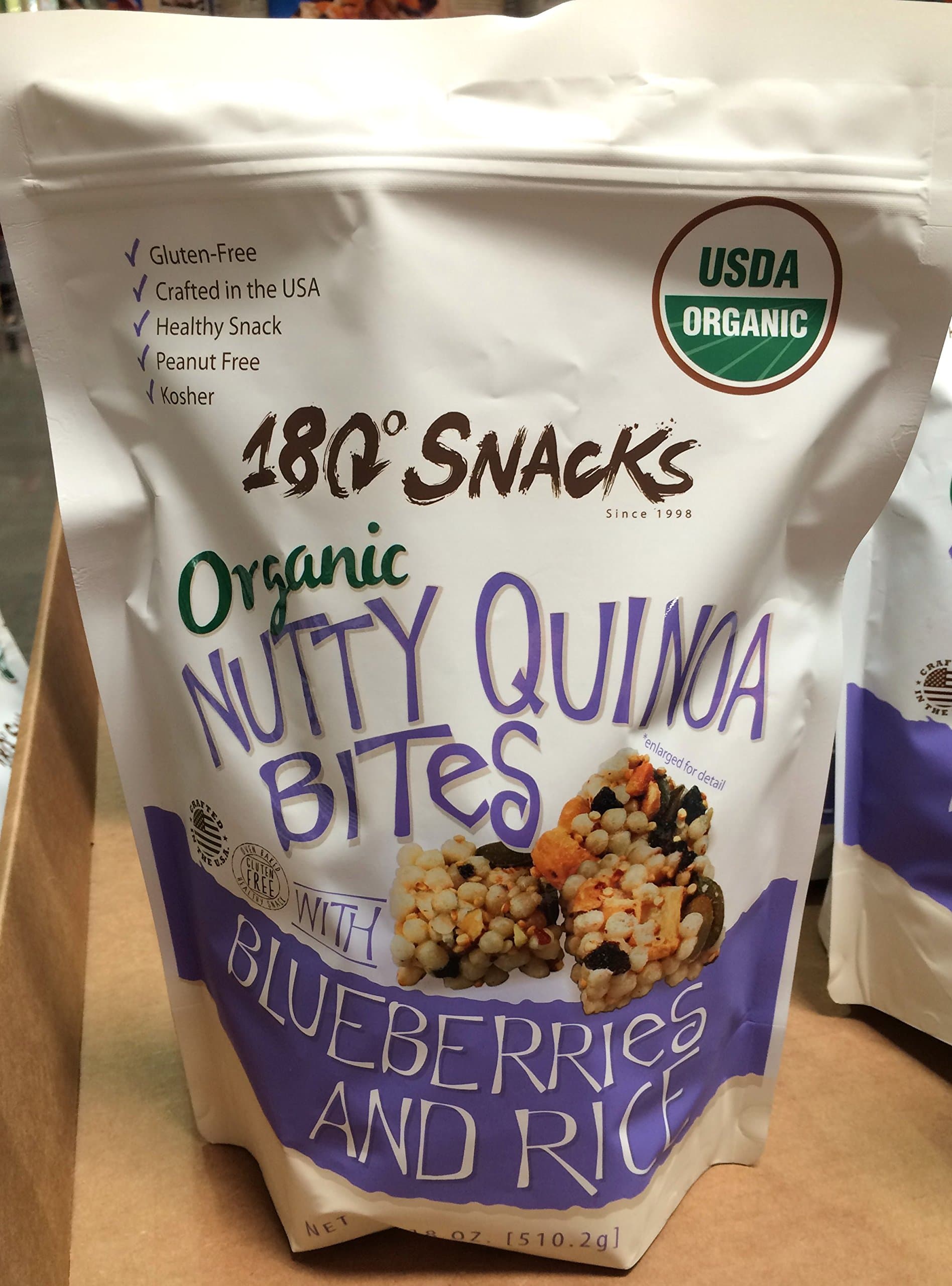 180 Degree Snacks - Organic Nutty Quinoa Bites with Blueberries and Rice - 18oz