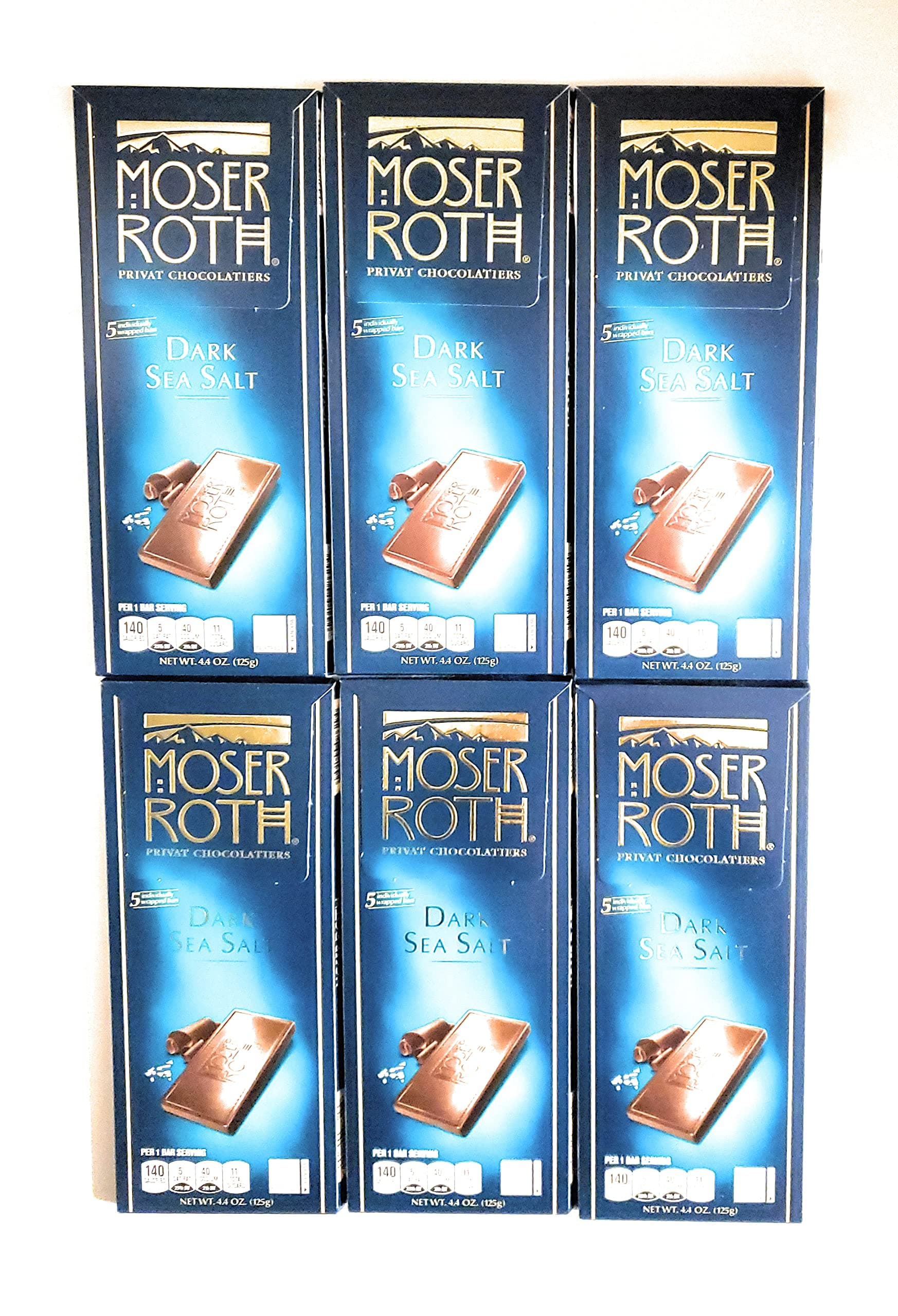 Dark Chocolate/Sea Salt Chocolate Bars, (6) Pack, Germany