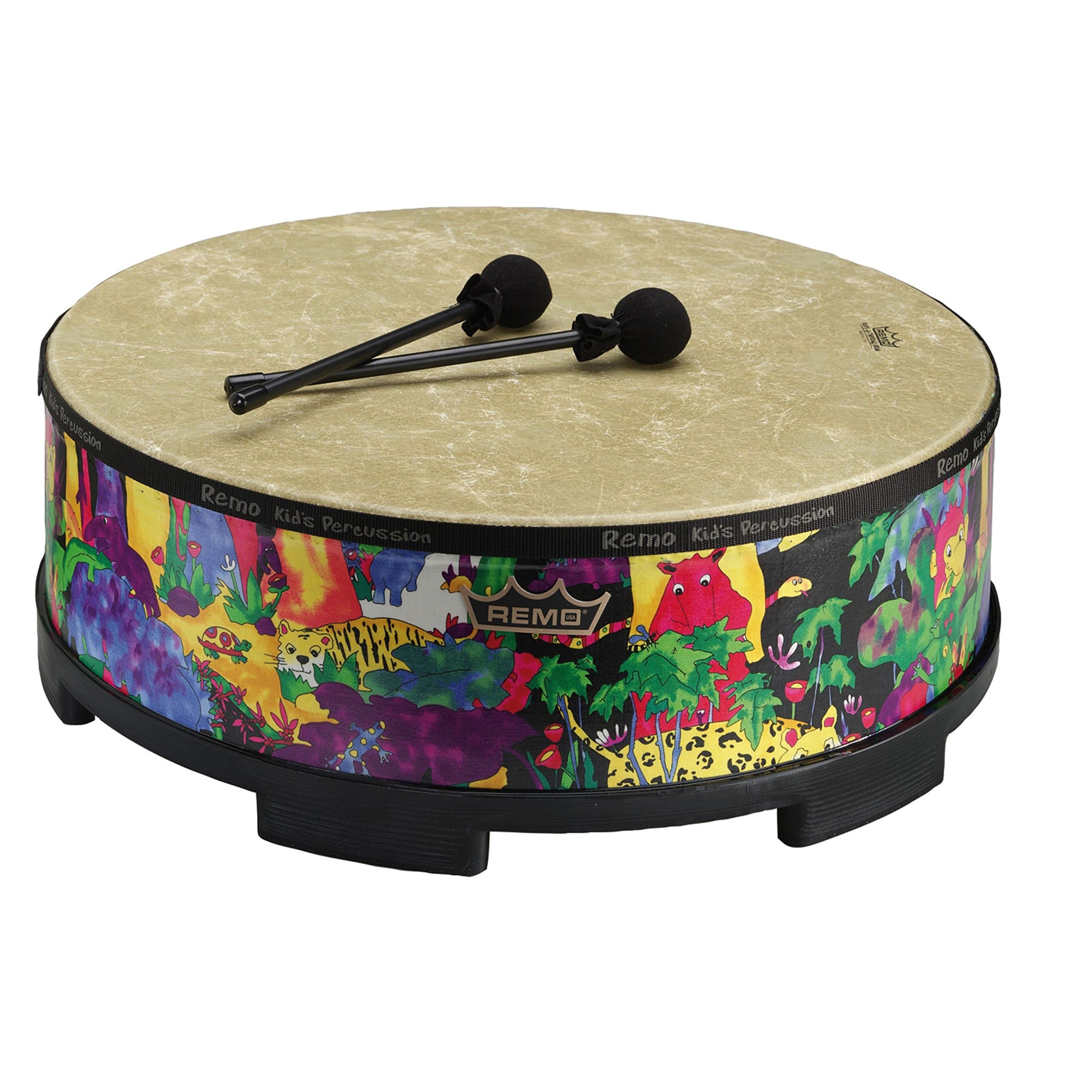 KD-5822-01 Kids Percussion Gathering Drum - Fabric Rain Forest, 22"