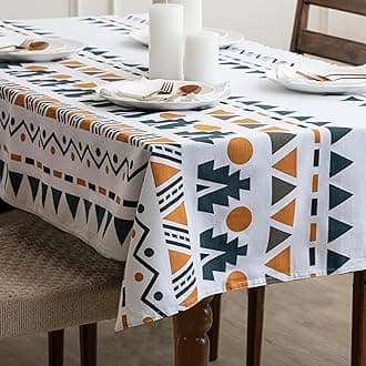 HOMEMONDE Cotton Table Cloth for 4 Seater Dining Table - Rectangular 40 x 60 Inch Centre Table Cover, Geometric Printed Cloth - (Multicolor, 101x152 CM)