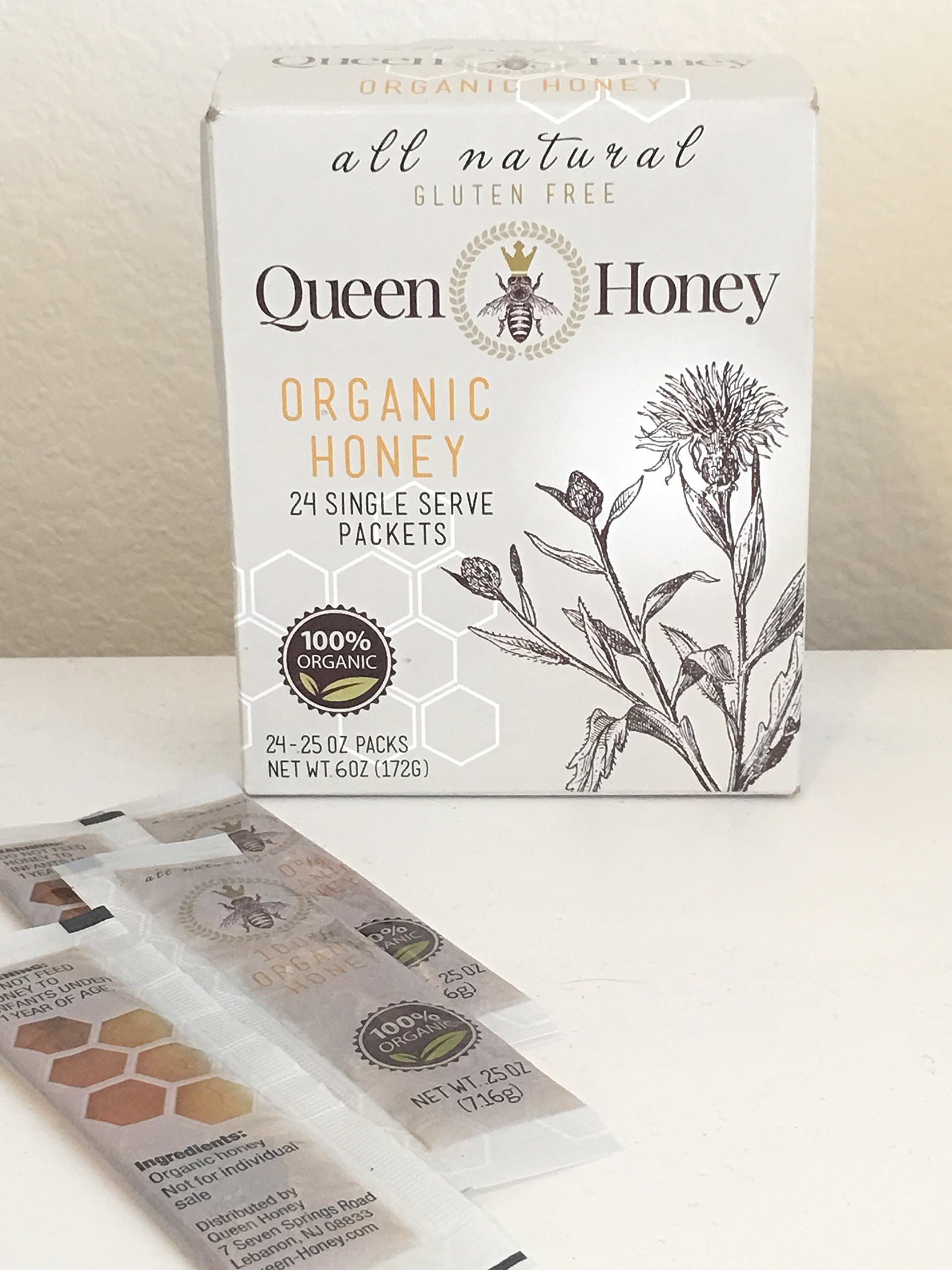 Queen Honey Organic Honey 24 Single Serve Packets