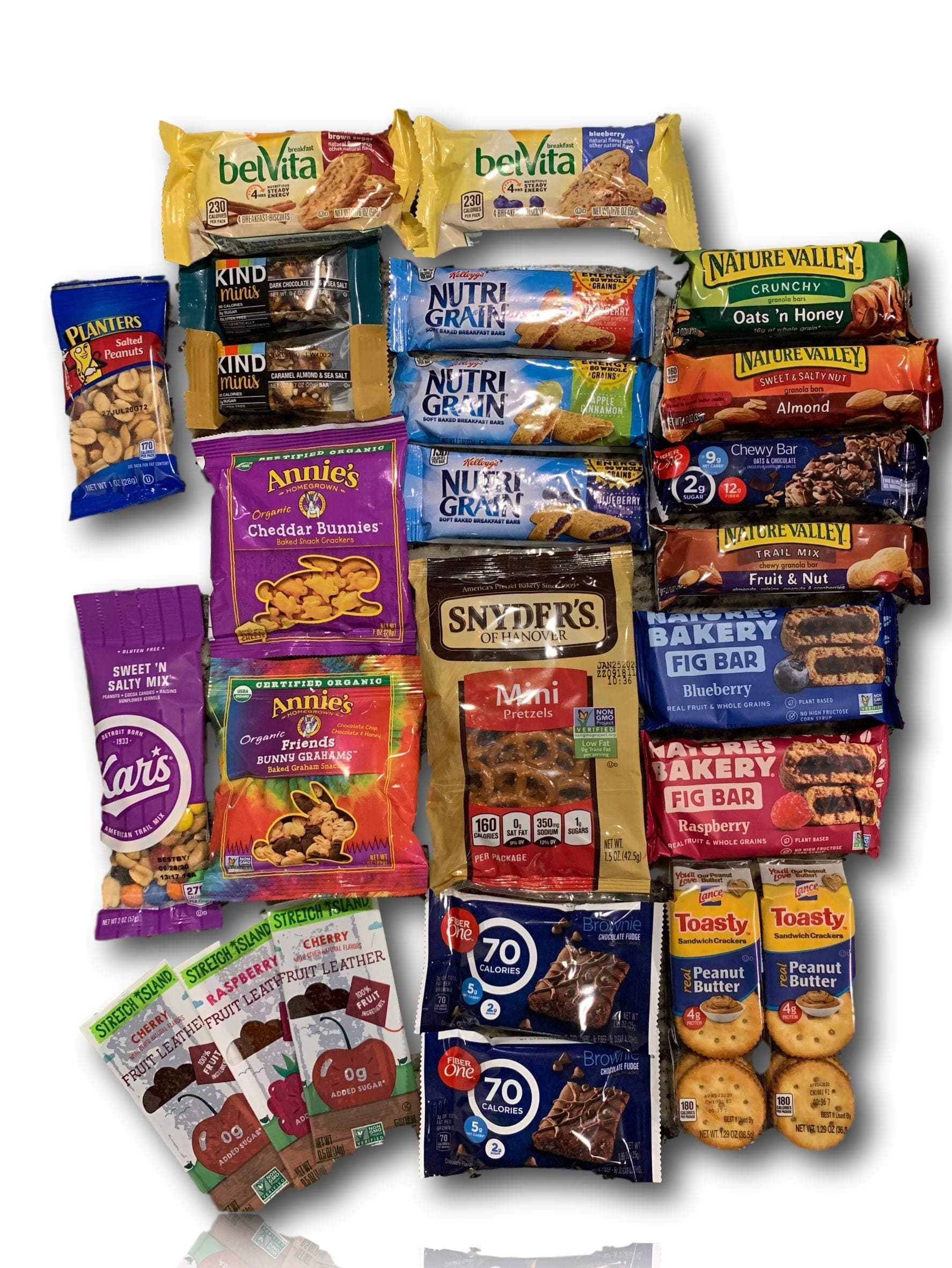 Natural & Healthy Snacks Care Package by AtHomePlus (25 Count) --Perfect Gift for College, Military or Office!!
