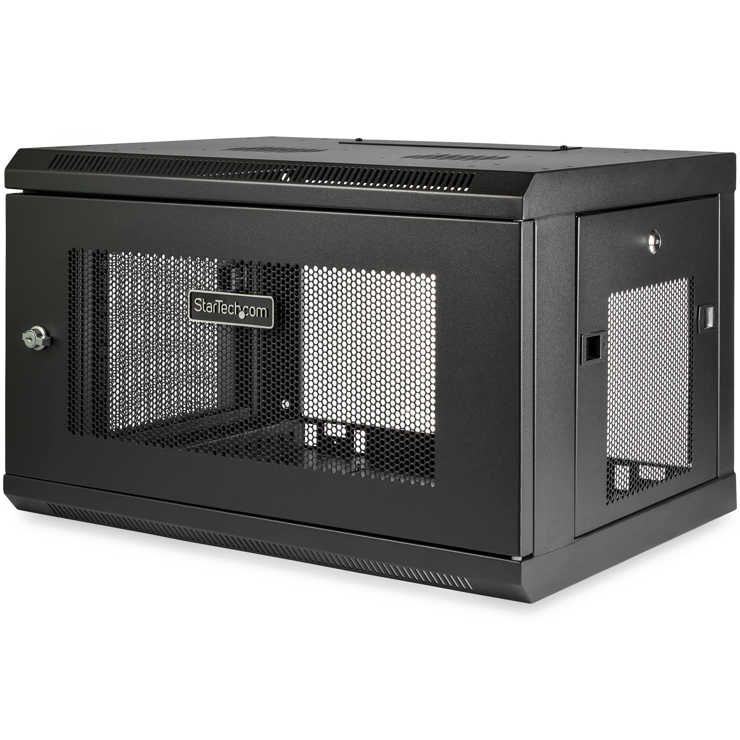 StarTech.com 2-Post 6U Wall Mount Network Cabinet w/ 1U Shelf, 19" Wall-Mounted Server Rack Kit for IT / Data Computer Equipment, Ships Fully Assembled