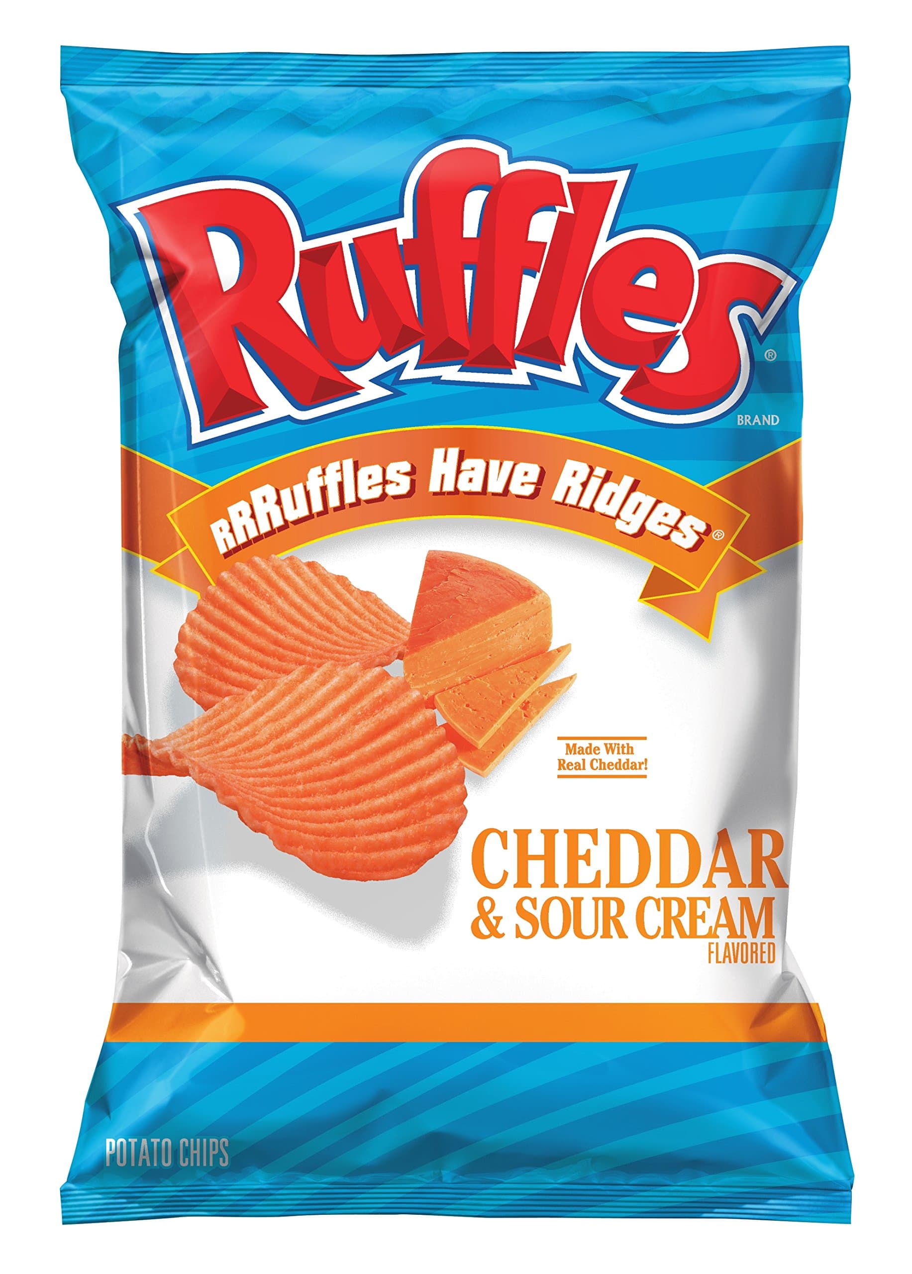 Ruffles Potato Chips, Cheddar and Sour Cream, 8.5 Ounce (Pack of 4)