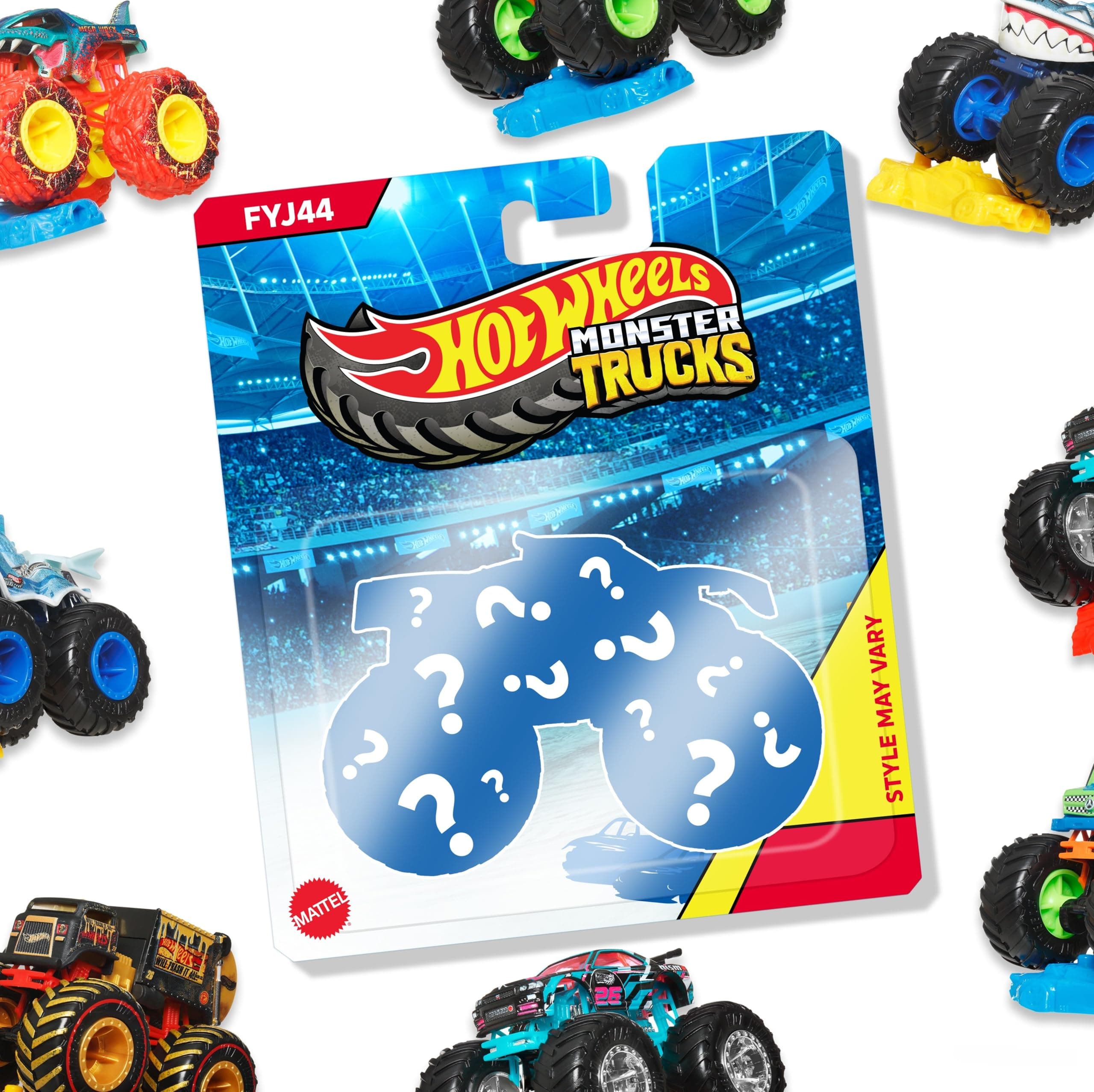 Hot Wheels Monster Trucks Set (Assorted Styles, One Random Set), 1 Toy Truck in 1:64 Scale & 1 Crushable Car, Vehicle Play for Kids & Collectors, FYJ44