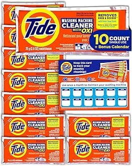 Washing Machine Cleaner for Front and Top Loader Washer Machines, 10ct Box + Monthly Calendar (Packaging May Vary)