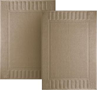White Classic Luxury Bath Mat Floor Towel Set - Absorbent Cotton Hotel Spa Shower/Bathtub Mats [Not a Bathroom Rug] 22"x34" | 2 Pack | Taupe