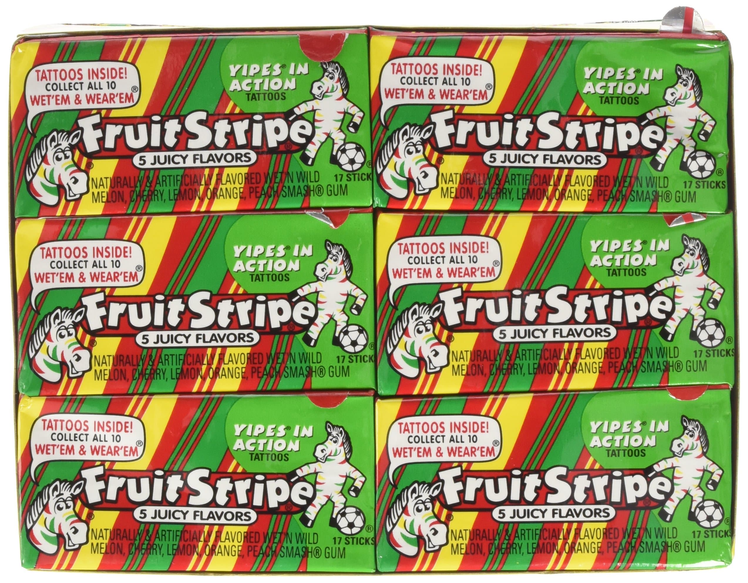 Fruit Stripe Gum, 5 Juicy Flavors, 17-Count Packs (Pack of 12)