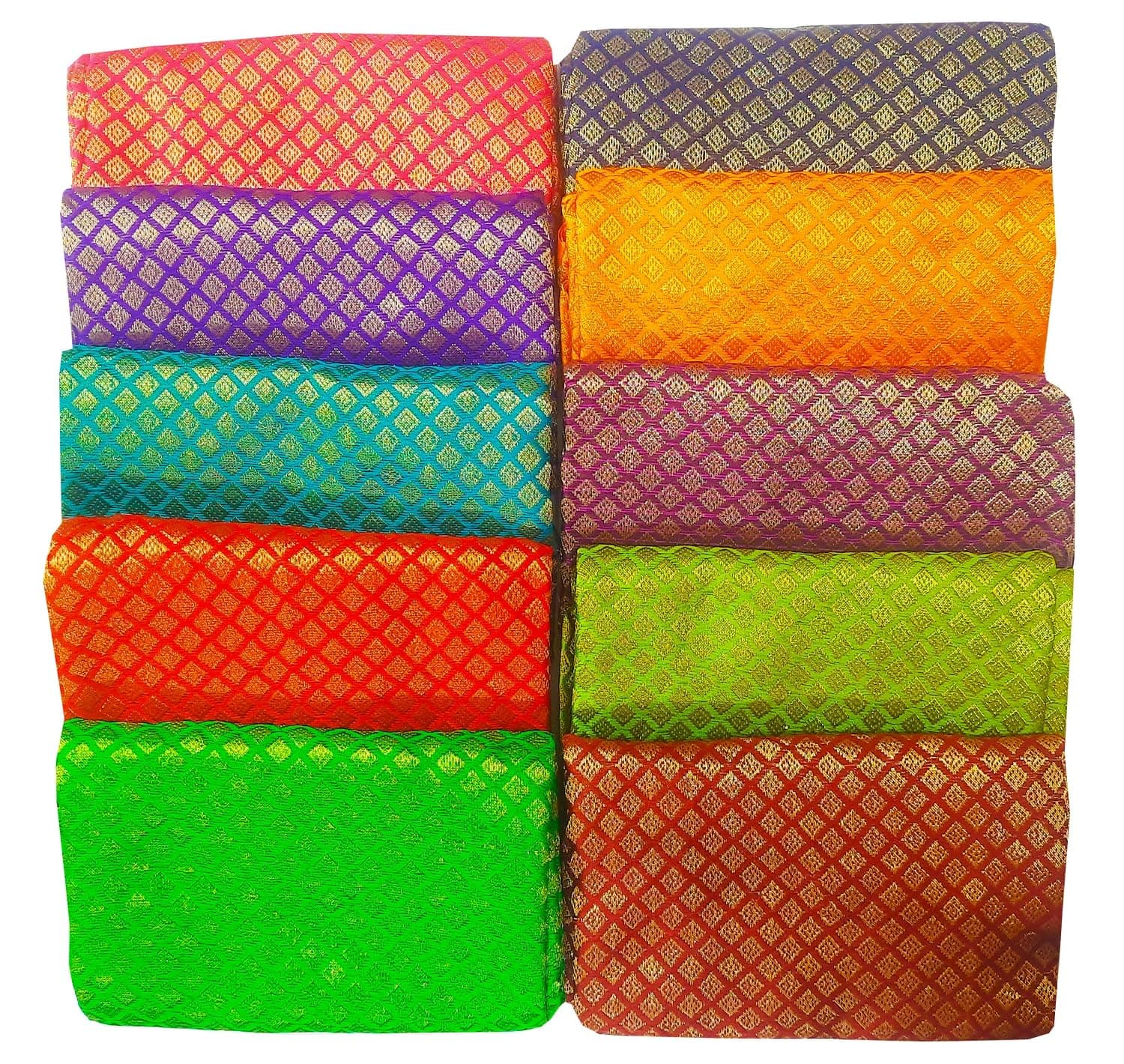 Elegant Designer Blouse Materials Multi-Color 1 Meter Blouse Pieces for Women Traditional Unstitched Blouse Pieces, Pack of 10 pieces