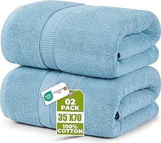 Utopia Towels - Premium Jumbo Bath Sheet (90 x 180 cm, 2 Pack) - 100% Ring Spun Cotton Highly Absorbent and Quick Dry Extra Large Bath Sheet - Super Soft Hotel Quality Towel (Sky Blue)