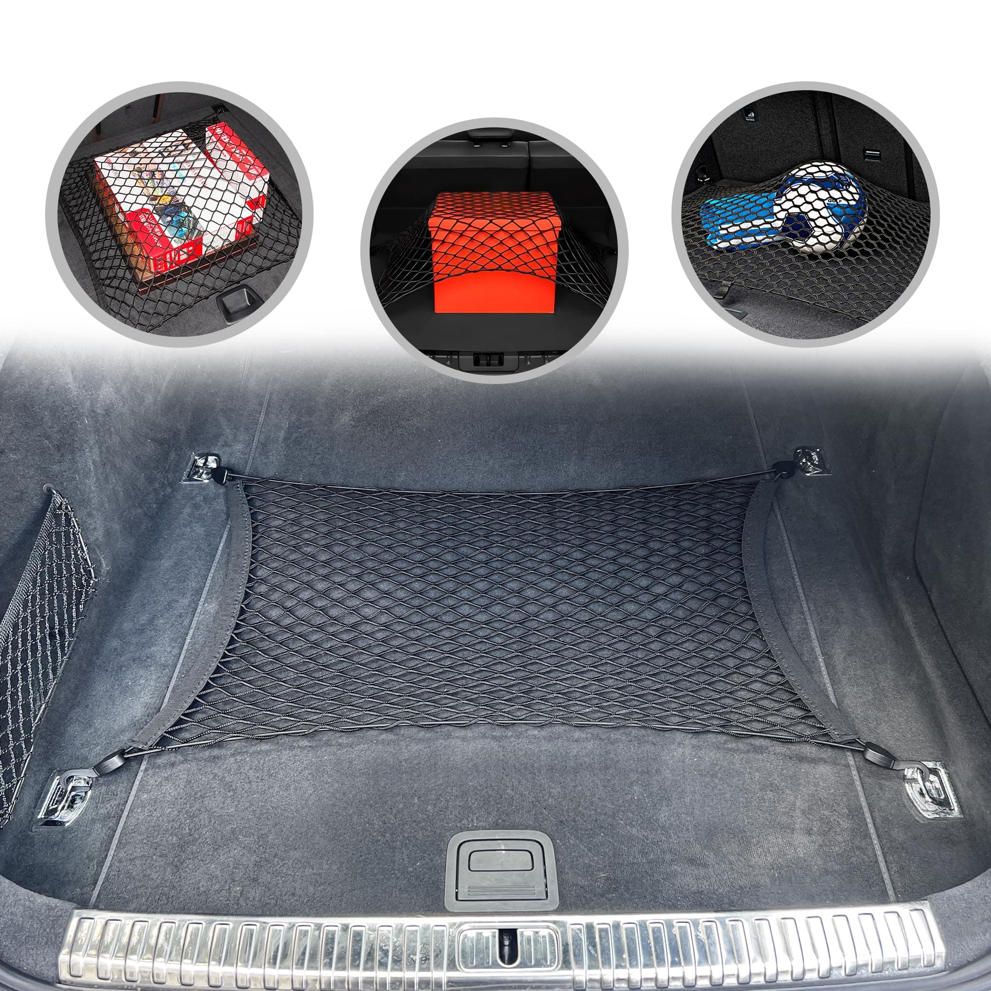 - Floor Style Automotive Elastic Trunk Mesh Cargo Net for Audi A7 S7 RS7 2012-2025 - Premium Trunk Organizers and Storage - Luggage Net for Sedan - Best Car Organizer for Audi A 7 S 7 RS 7