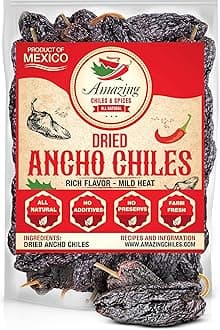 Dried Ancho Chiles Peppers 4 oz – Natural & Premium for Authentic Mexican Mole, Sauces, Stews, Salsas, and More! Sweet & Smoky Flavor with Mild to Medium Heat to Elevate Your Favorite Recipes.