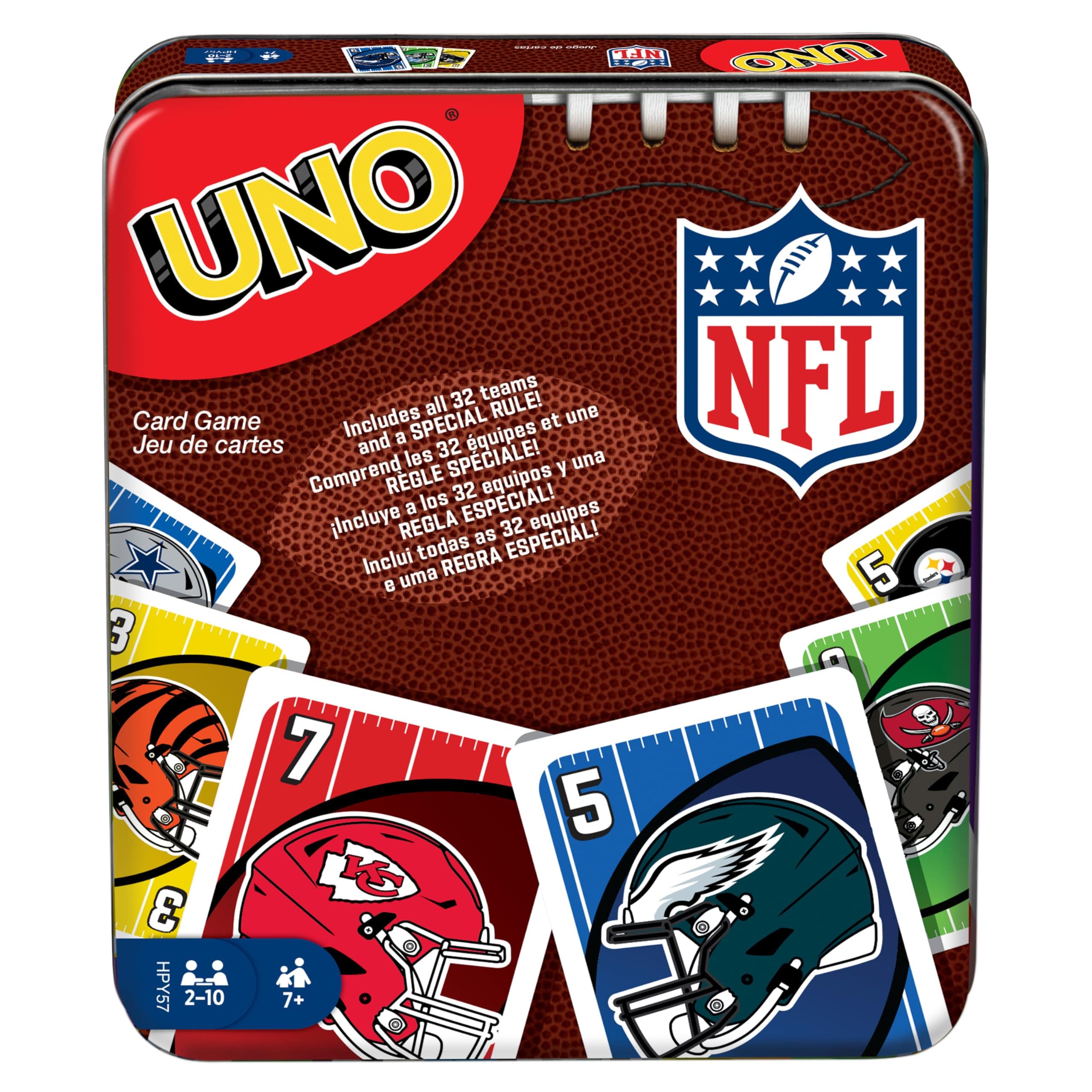 UNO NFL Card Game in Storage Tin Box for Kids, Adults, Parties & Travel with NFL Team Logos & Special Rule (Amazon Exclusive)