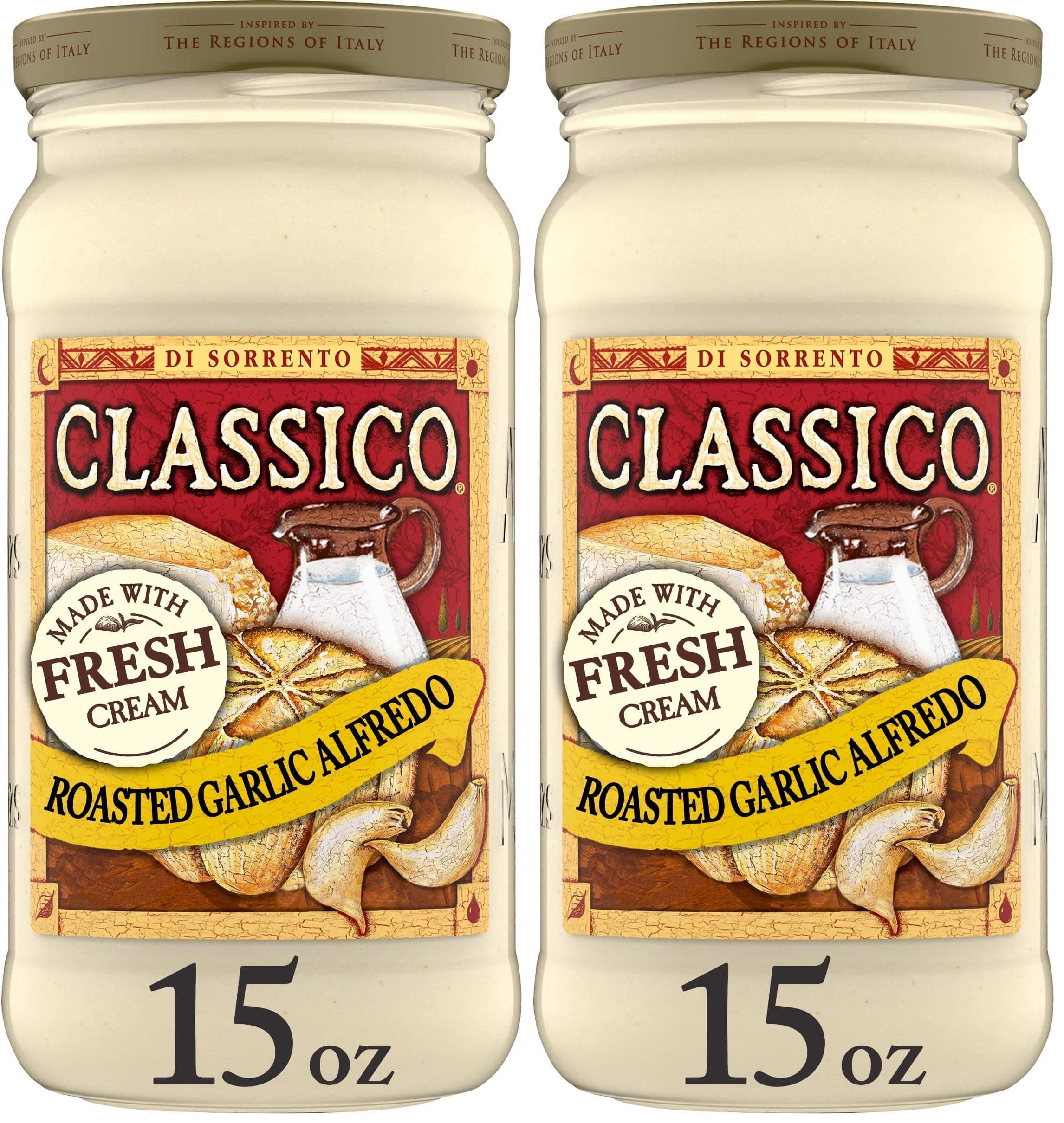 Classico Roasted Garlic Alfredo Pasta Sauce (15 oz Jar) (Pack of 2)