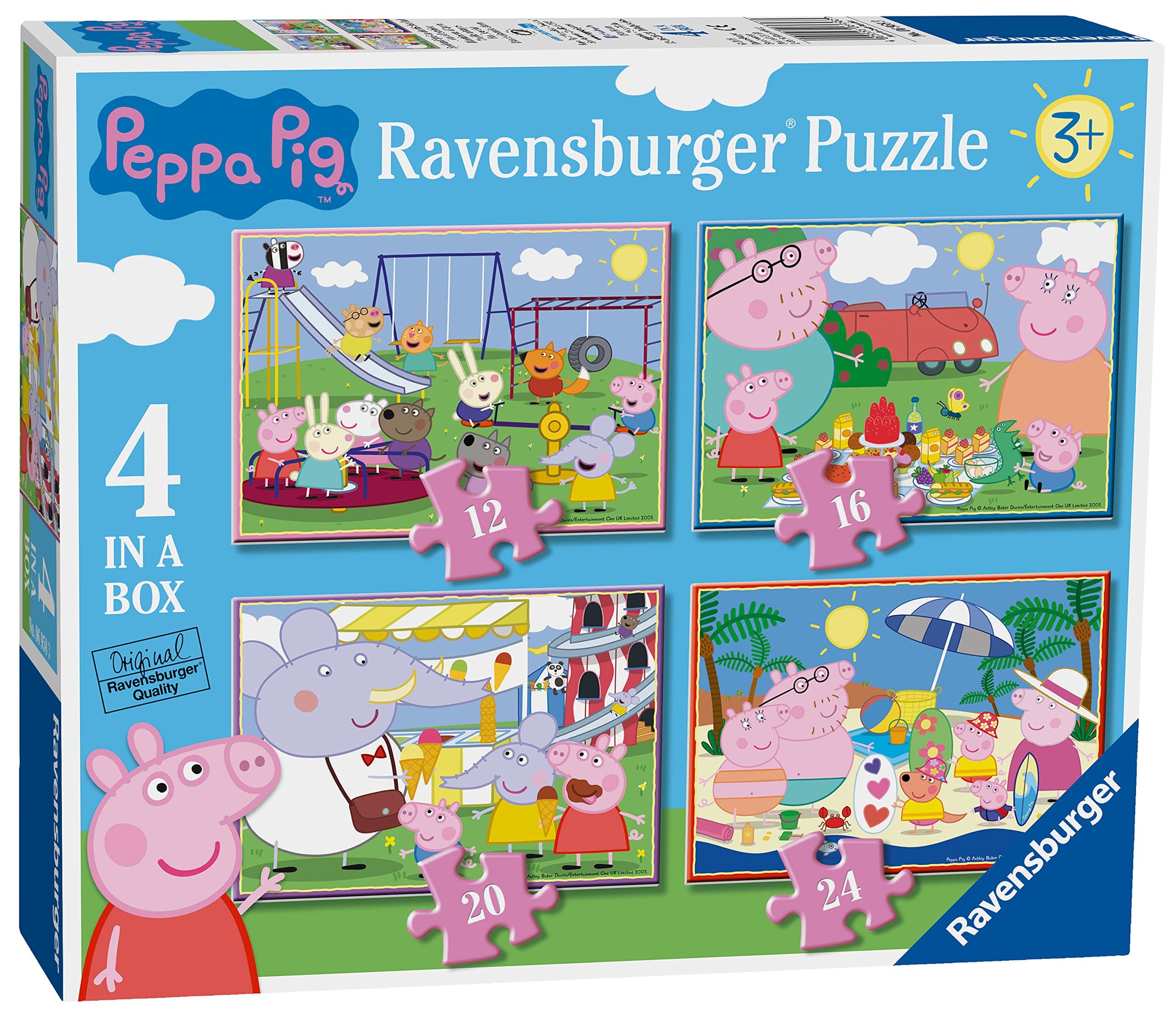Ravensburger Peppa Pig 4 in a Box Kids Jigsaw Puzzles Age 3+ – 12, 16, 20 & 24 Piece Puzzle Pack, Educational Preschool Activity, Family Fun, Birthday Gift