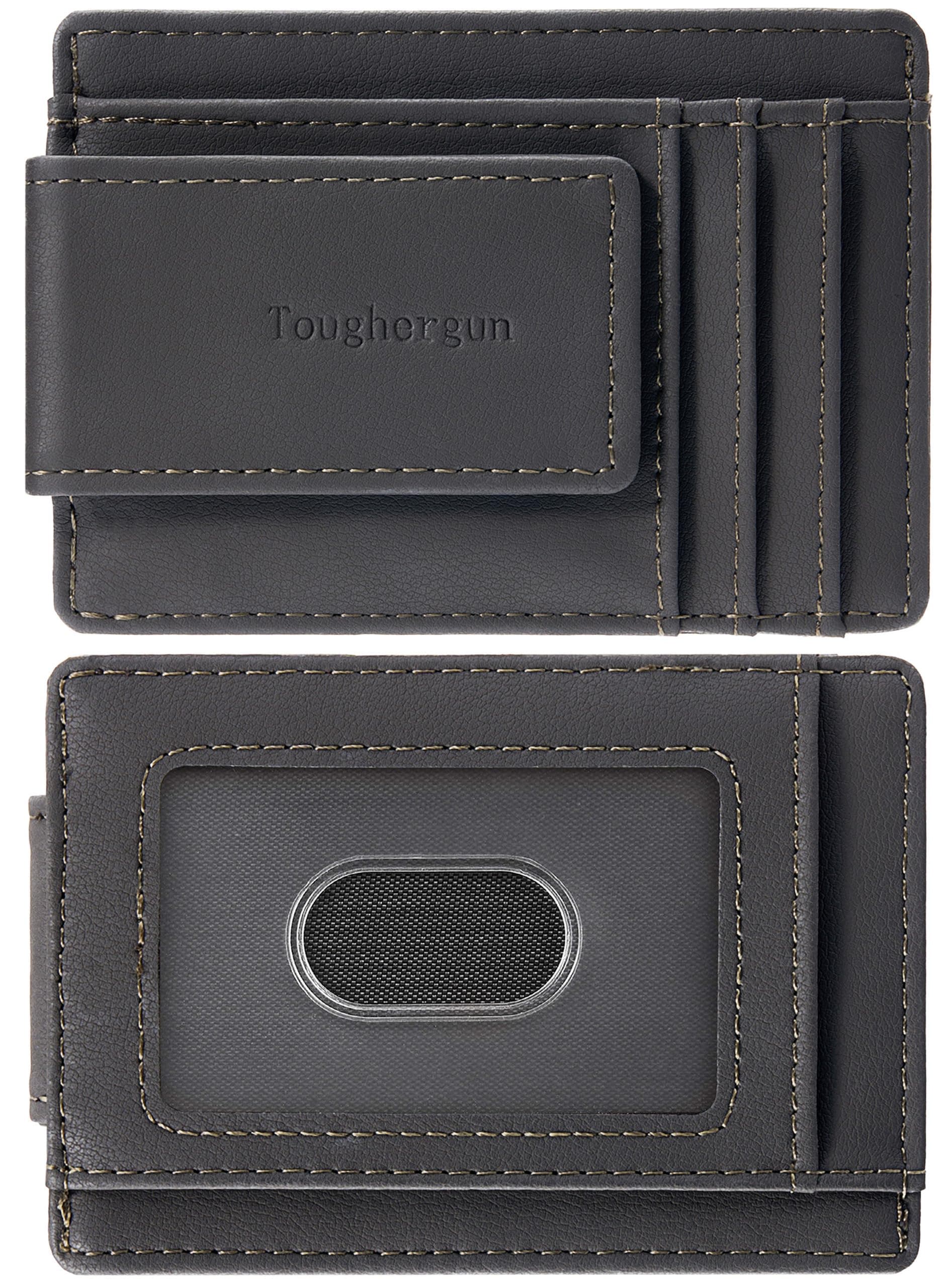 Slim Wallet for Men RFID Blocking Money Clip, Minimalist Front Pocket Credit Card Holder, Magnetic Thin Mens Wallets with ID Window