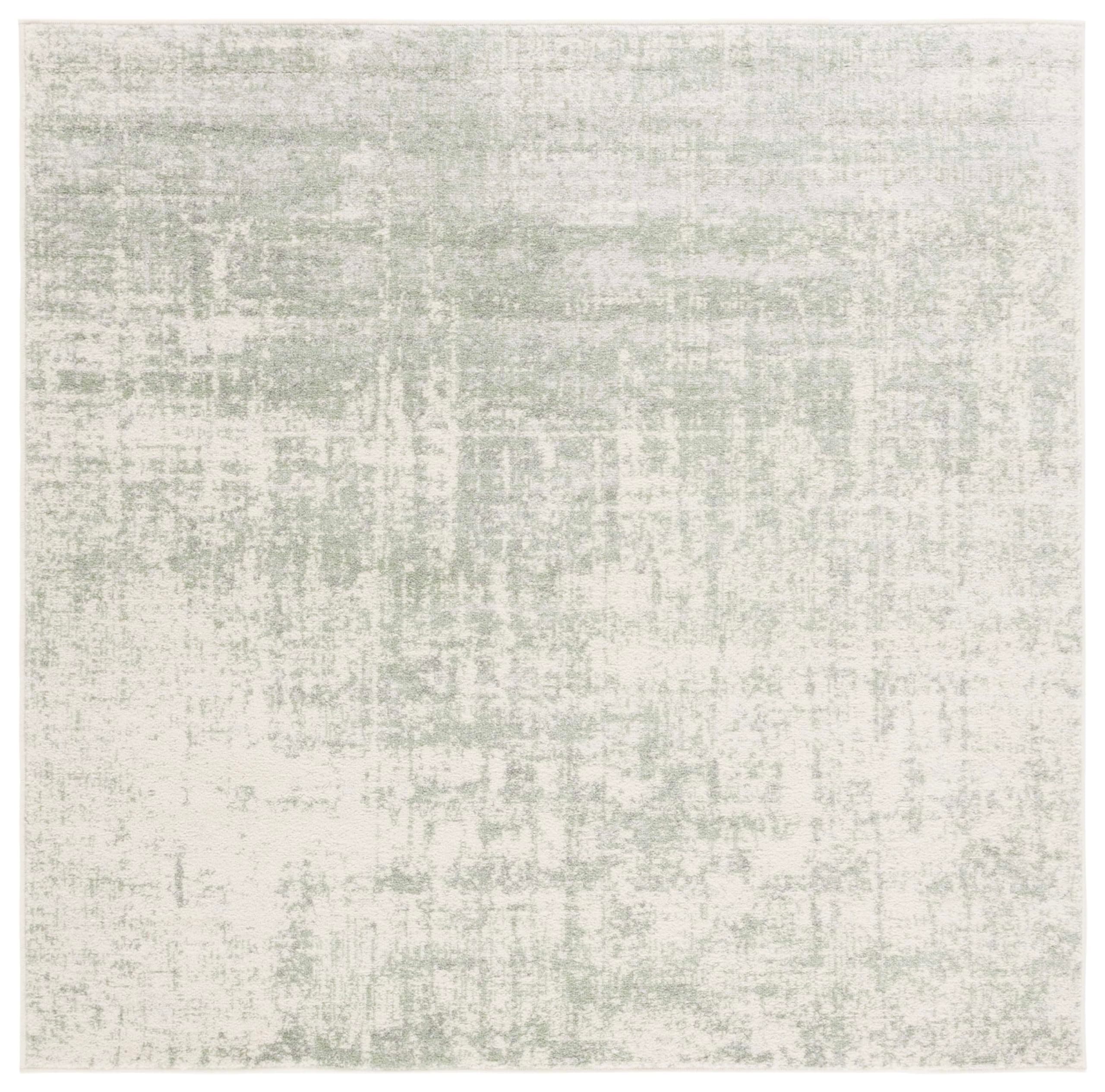 Adirondack Collection Accent Rug - 4' Square, Sage & Ivory, Modern Abstract Design, Non-Shedding & Easy Care, Ideal for High Traffic Areas in Living Room, Bedroom, Dining (ADR207W-4SQ)