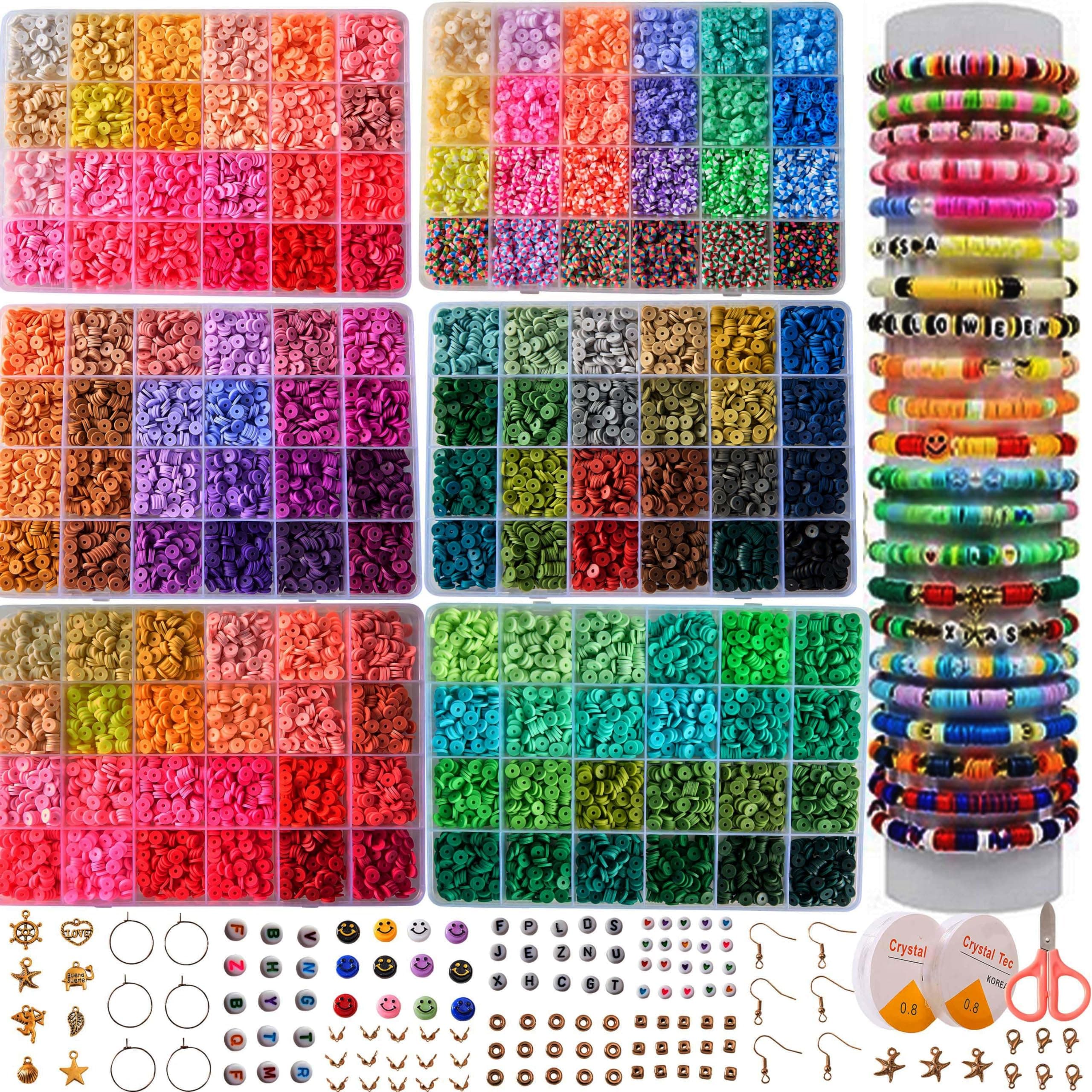 XMZCOLA Clay Beads for Bracelets Making Kit, 18800 Pcs 144 Colors 6mm Flat Polymer Heishi Beads Kit, Jewelry Making Supplies Beads,Crafts Gift Set for Christmas Party Gifts (144colors)