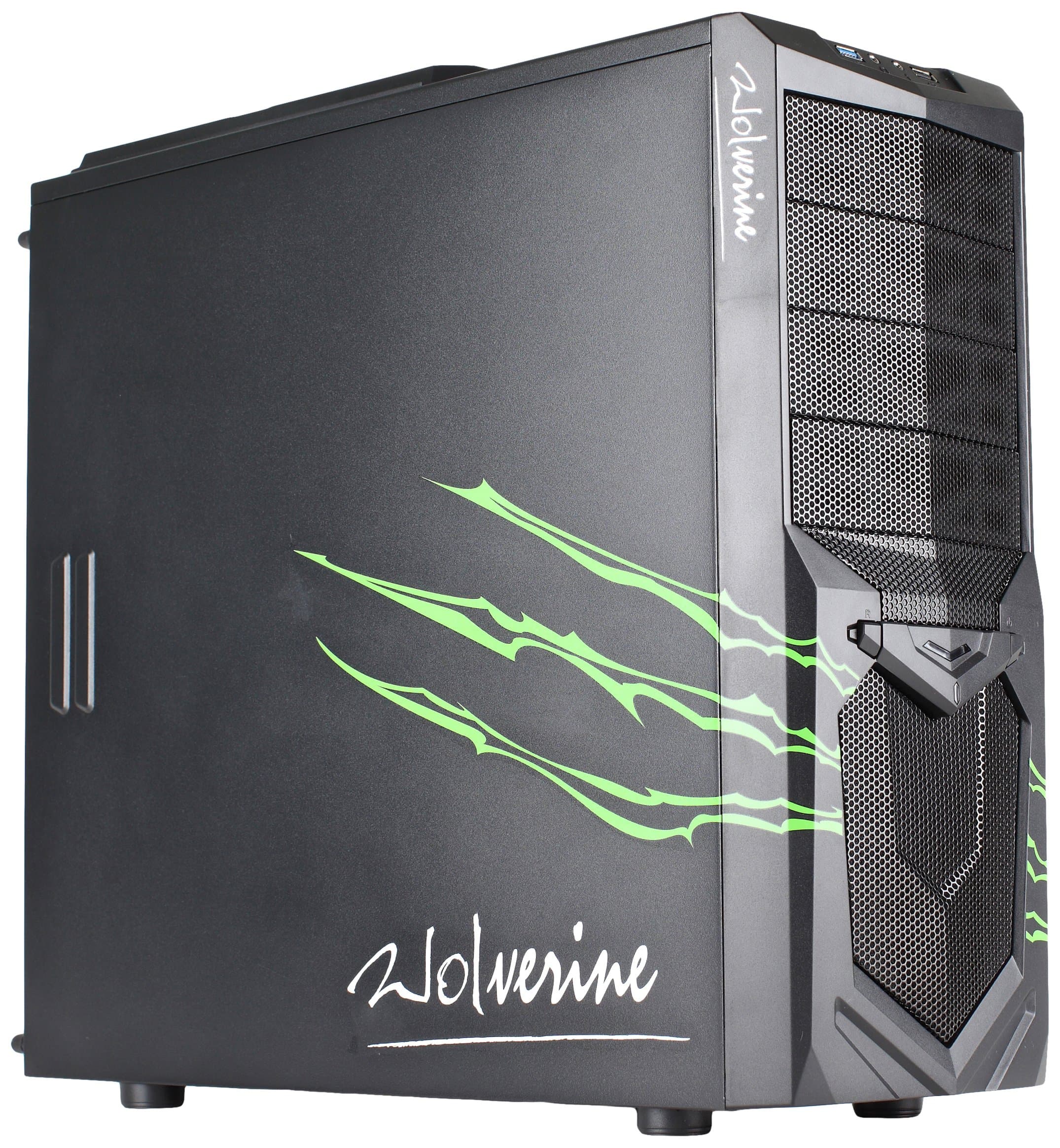 AVP Wolverine Midi Gaming Case with LED Cooling Fan for PC - Black/Green