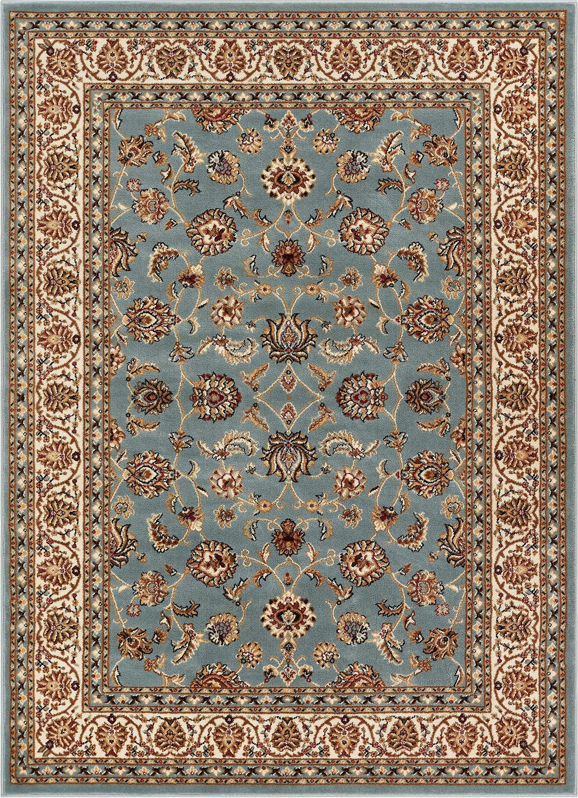 Well Woven Barclay Collection Sarouk Light Blue 4x5 Area Rug - for Entryways, Small Bedrooms, Living Rooms