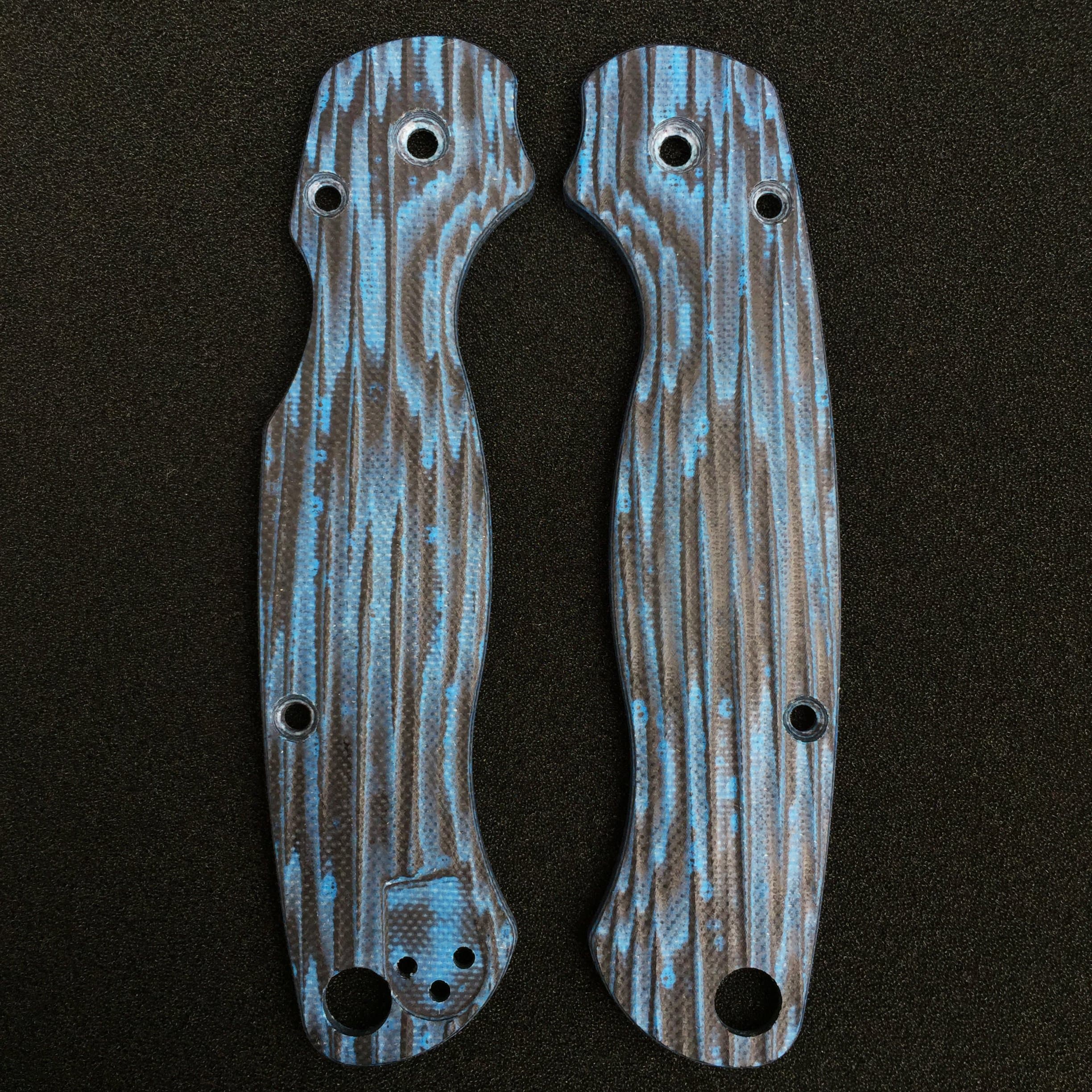 ID Knives Scales for Spyderco Paramilitary 2 (Multicolor G10 Blue/Black)