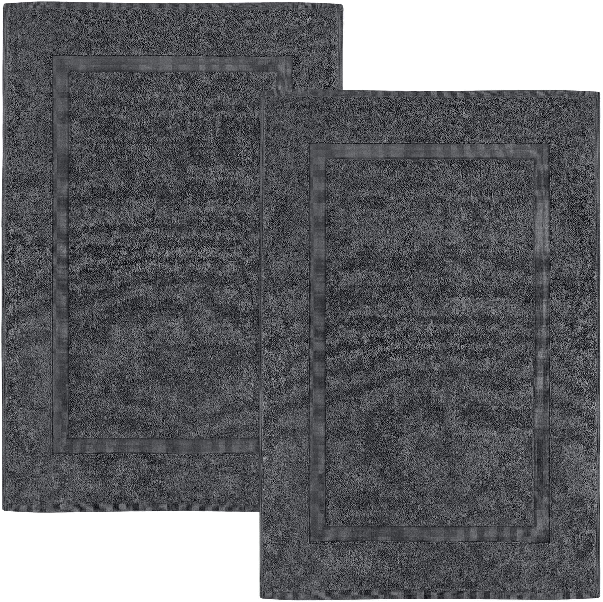 Utopia Towels Cotton Banded Bath Mats, [Not a Bathroom Rug], 53 x 86 CM, 100% Ring Spun Cotton - Highly Absorbent and Machine Washable Shower Bathroom Foot Towel (Pack of 2, Grey)