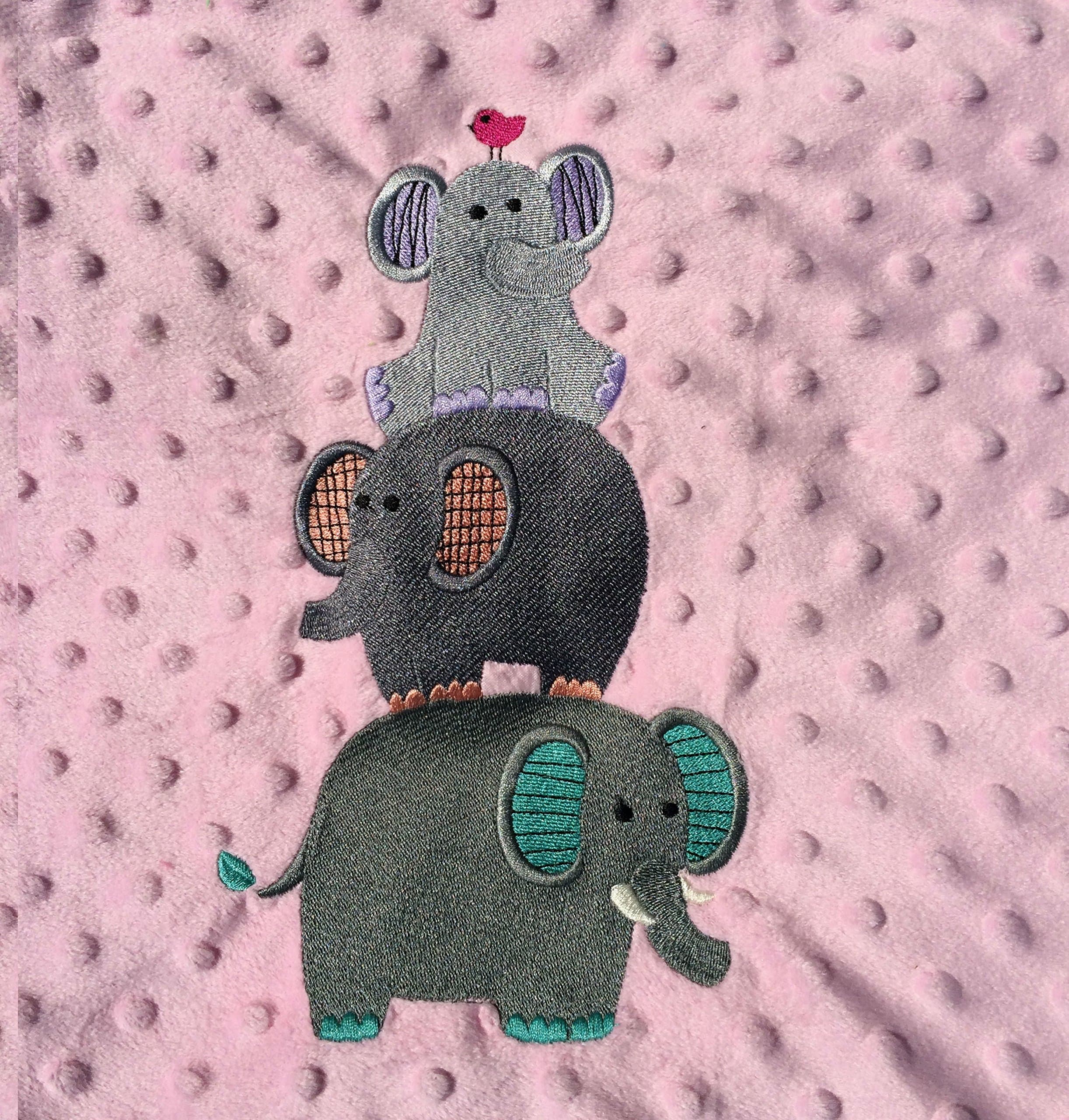 Cuddly Plush ~ Pink & Grey Elephant Baby Blanket
