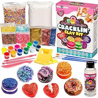 Original Stationery Cakes and Candies Cracklin' Clay Kit, Modeling Air Dry Clay & ASMR Toys Set for Sensory Fun, Great Birthday Kids Art Gift